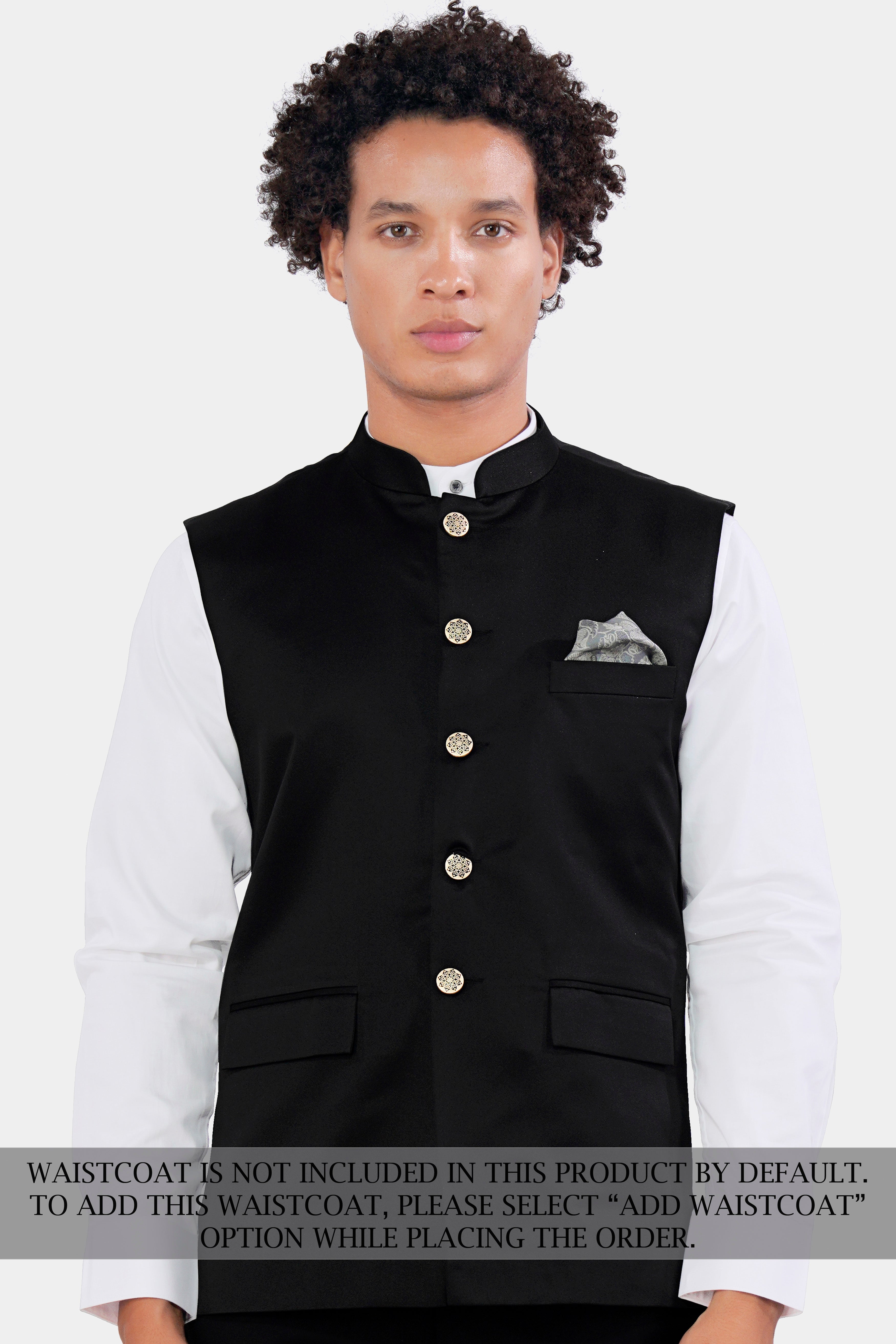 Jade Black Wool Rich Bandhgala Suit