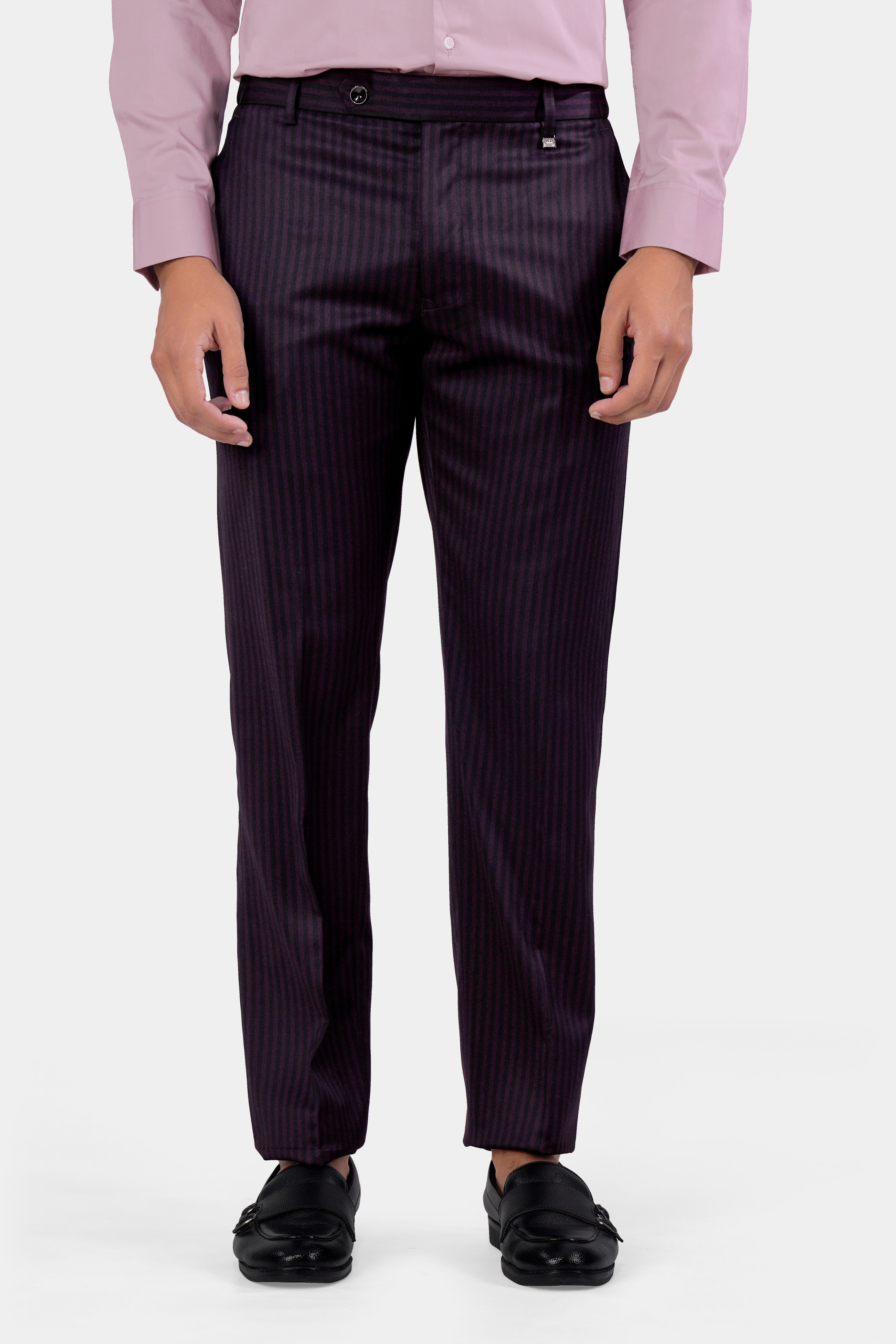 Bleached Purple Striped and Antique Brown Wool Rich Bandhgala Designer Suit ST2962-BG-D63-36, ST2962-BG-D63-38, ST2962-BG-D63-40, ST2962-BG-D63-42, ST2962-BG-D63-44, ST2962-BG-D63-46, ST2962-BG-D63-48, ST2962-BG-D63-50, ST2962-BG-D63-52, ST2962-BG-D63-54, ST2962-BG-D63-56, ST2962-BG-D63-58, ST2962-BG-D63-60