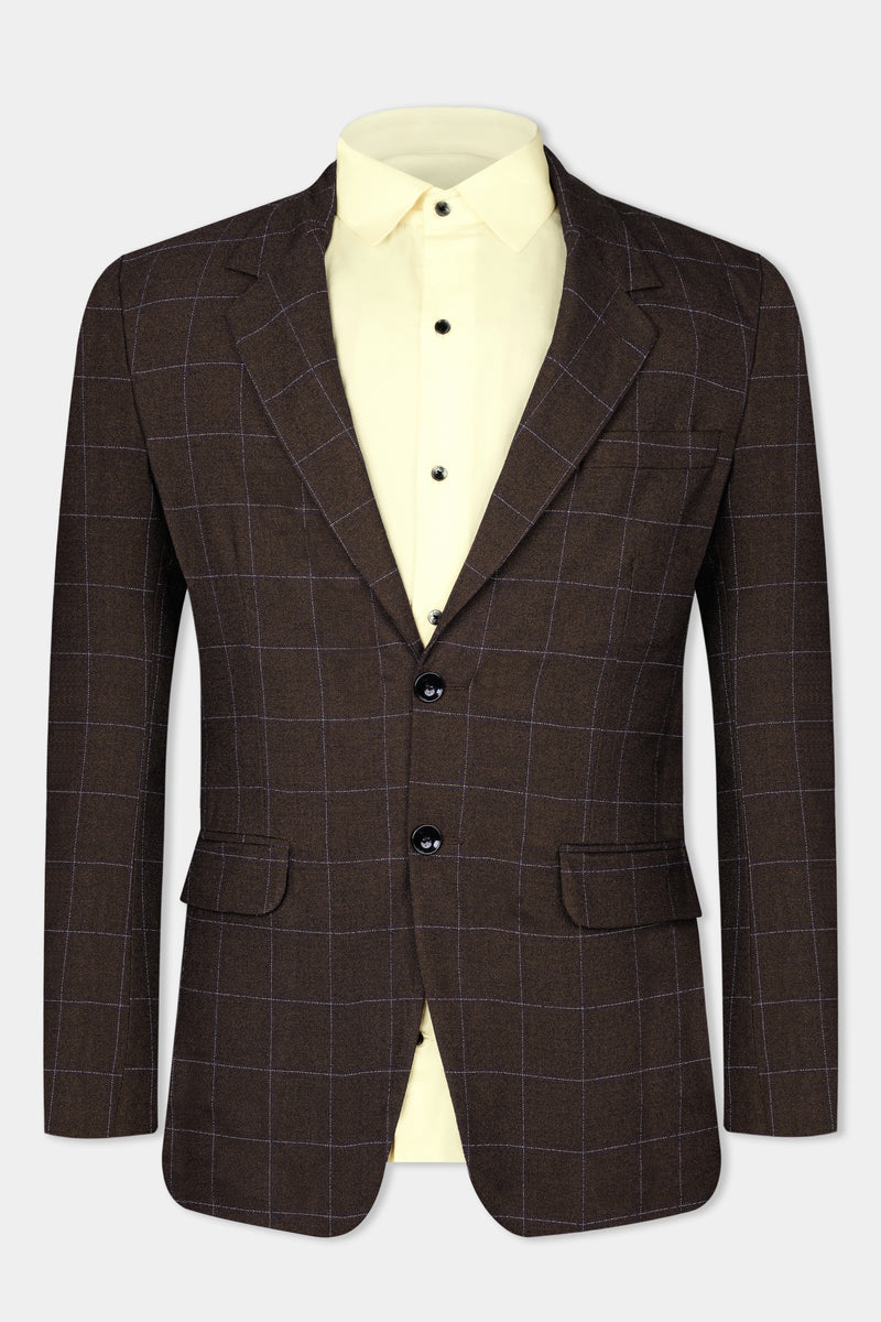 Chicory Brown Windowpane Wool Rich Suit