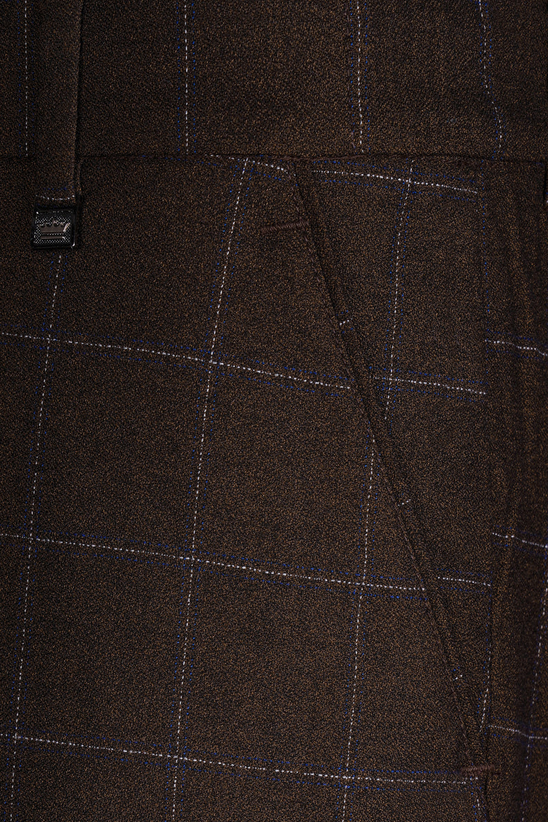 Chicory Brown Windowpane Wool Rich Suit