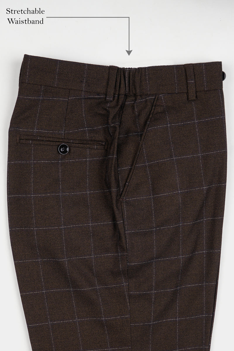 Chicory Brown Windowpane Wool Rich Suit