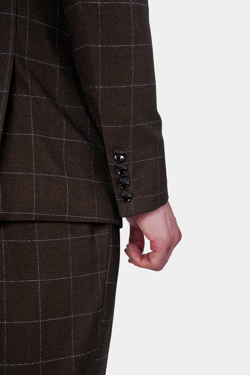 Chicory Brown Windowpane Wool Rich Suit