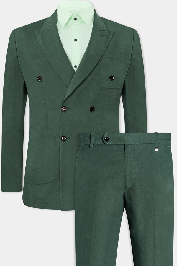 Fern Green Premium Cotton Double Breasted Suit