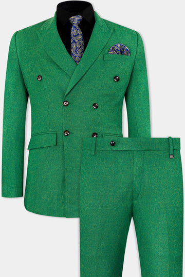 Napier Green Tweed Double Breasted Suit