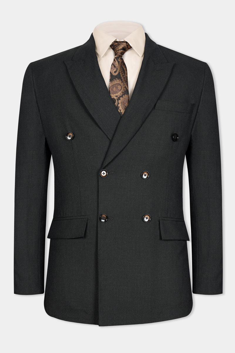 Zeus Black Wool Rich Double Breasted Suit