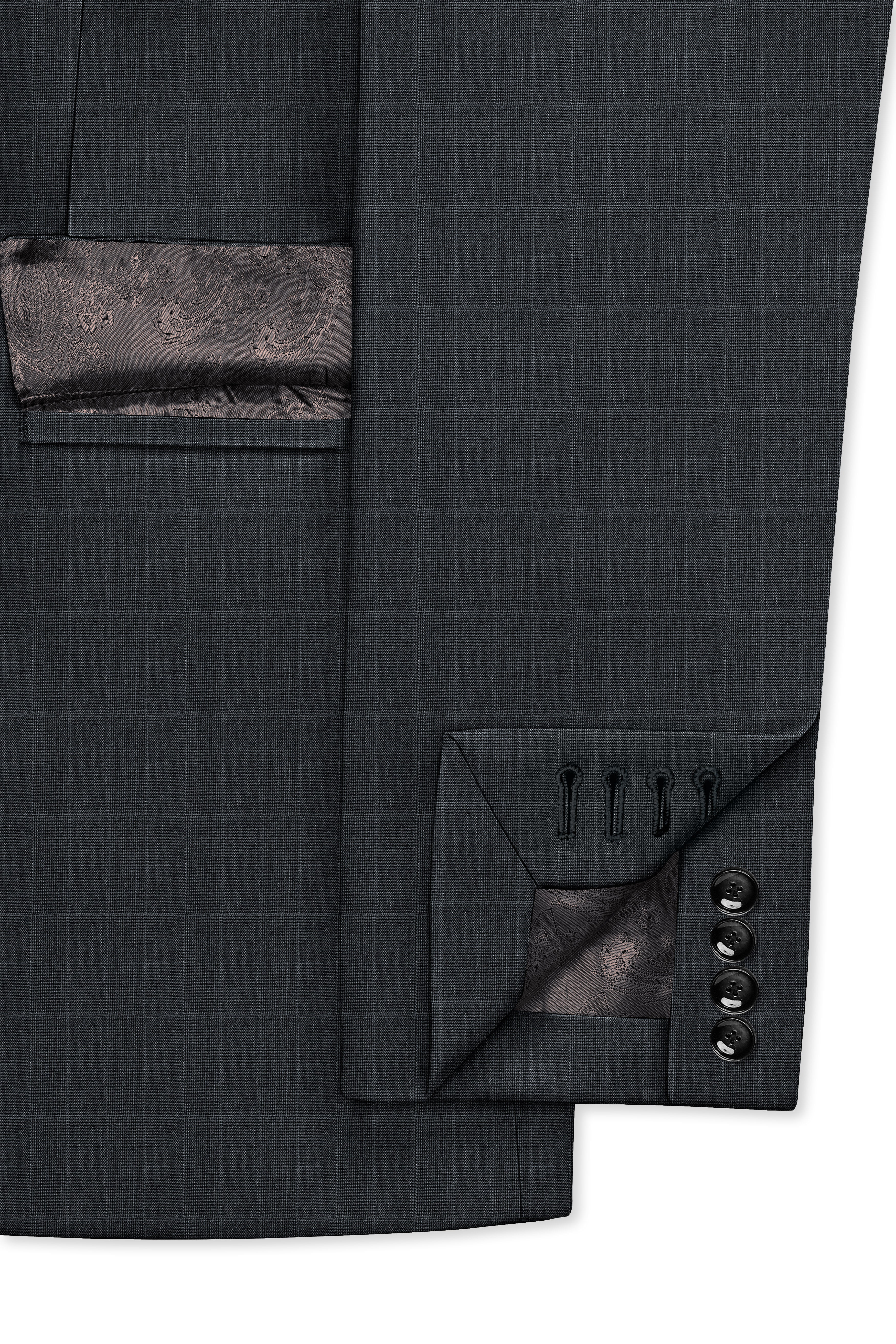 Flint Gray Subtle Checkered Wool Rich Double Breasted Suit