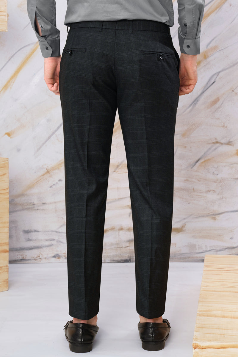 Onyx Black Subtle Checkered Wool Rich Double Breasted Suit