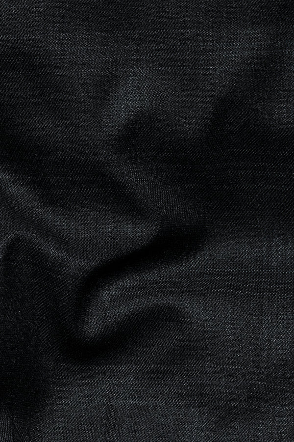 Onyx Black Subtle Checkered Wool Rich Double Breasted Suit