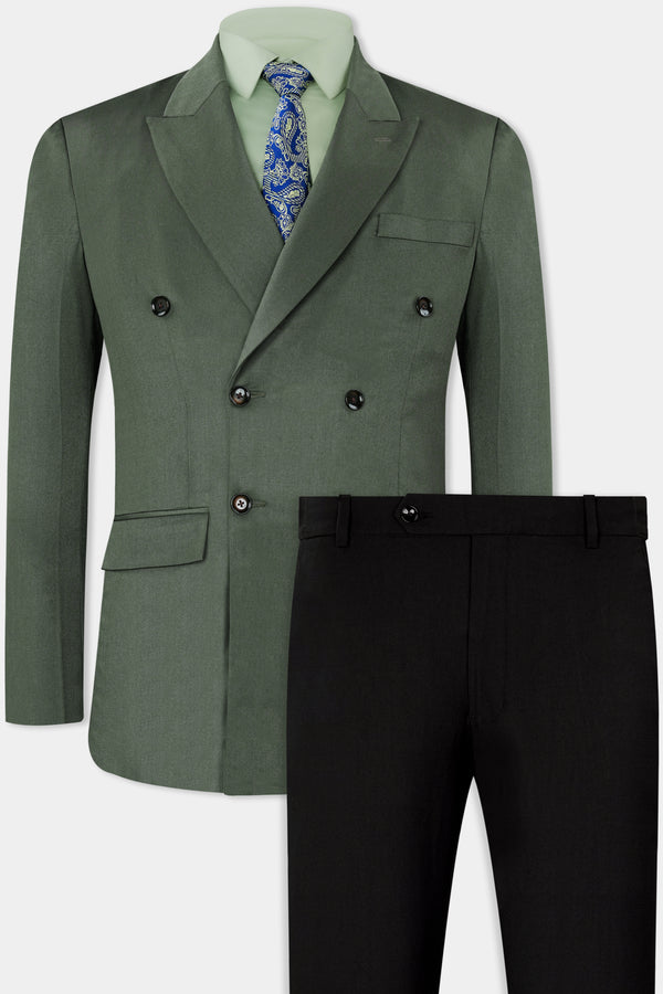 Artichoke Green Wool Rich Double Breasted Suit