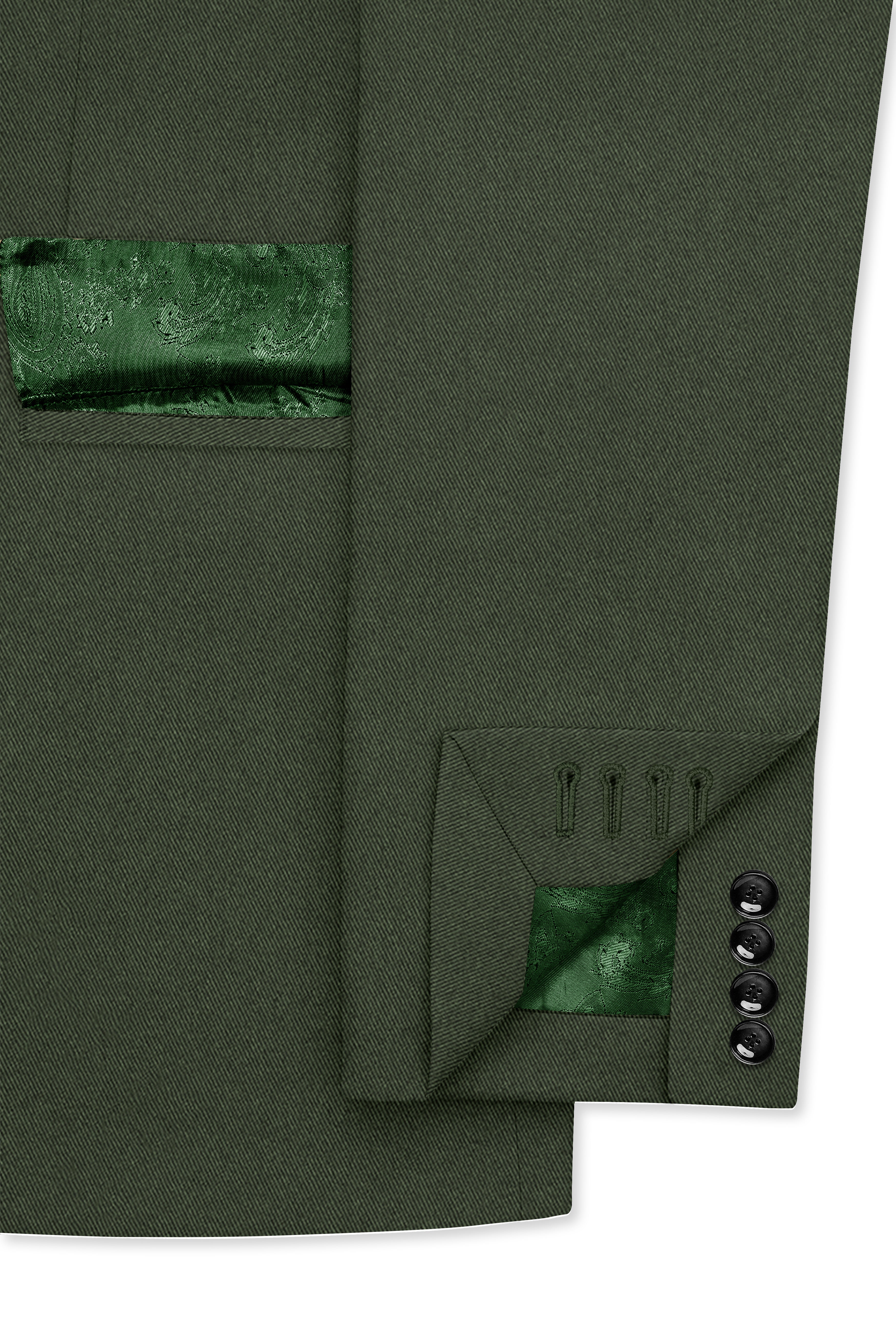 Artichoke Green Wool Rich Double Breasted Suit