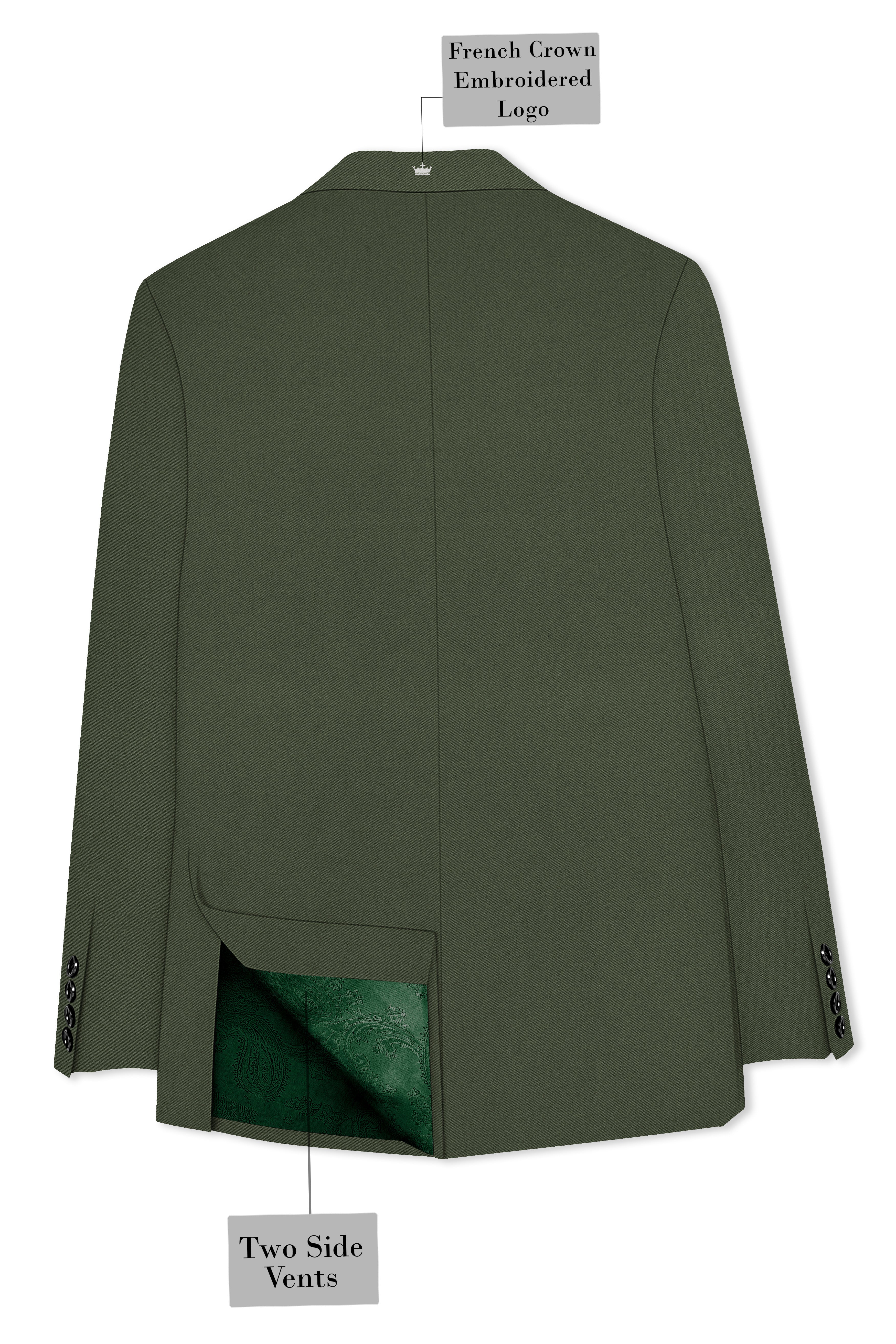 Artichoke Green Wool Rich Double Breasted Suit