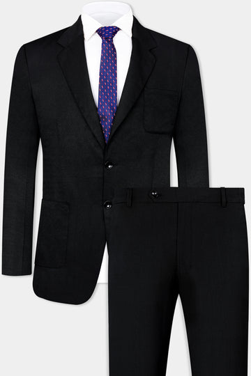 Jade Black Wool Rich Single Breasted Suit