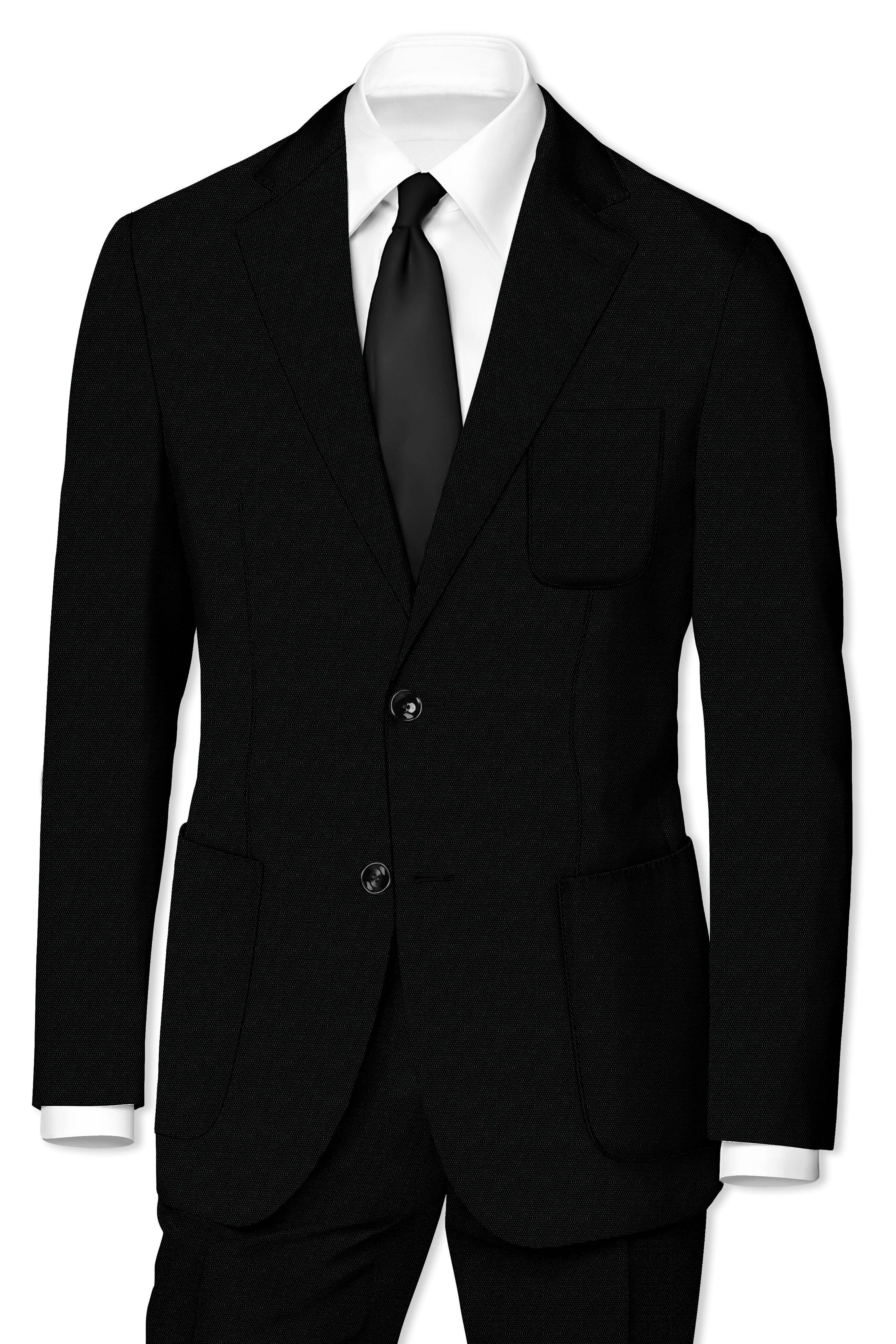 Jade Black Wool Rich Single Breasted Suit