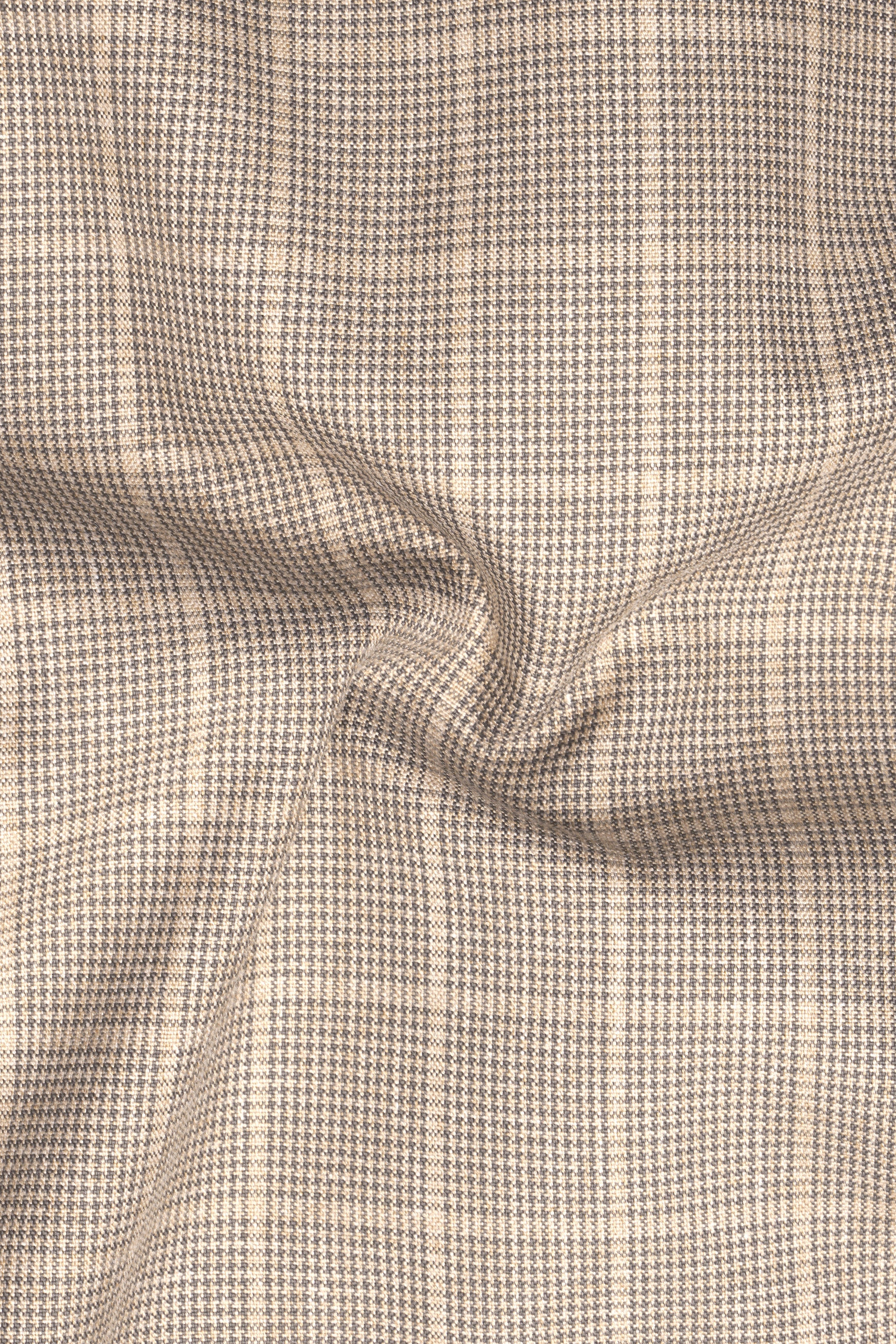 Apricot Brown Subtle Checkered Wool Rich Suit