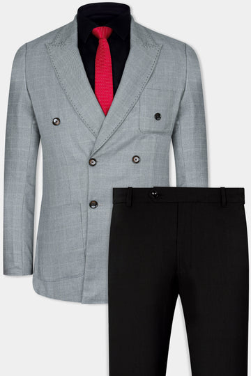 Oslo Gray Double Breasted Wool Rich Sports Suit