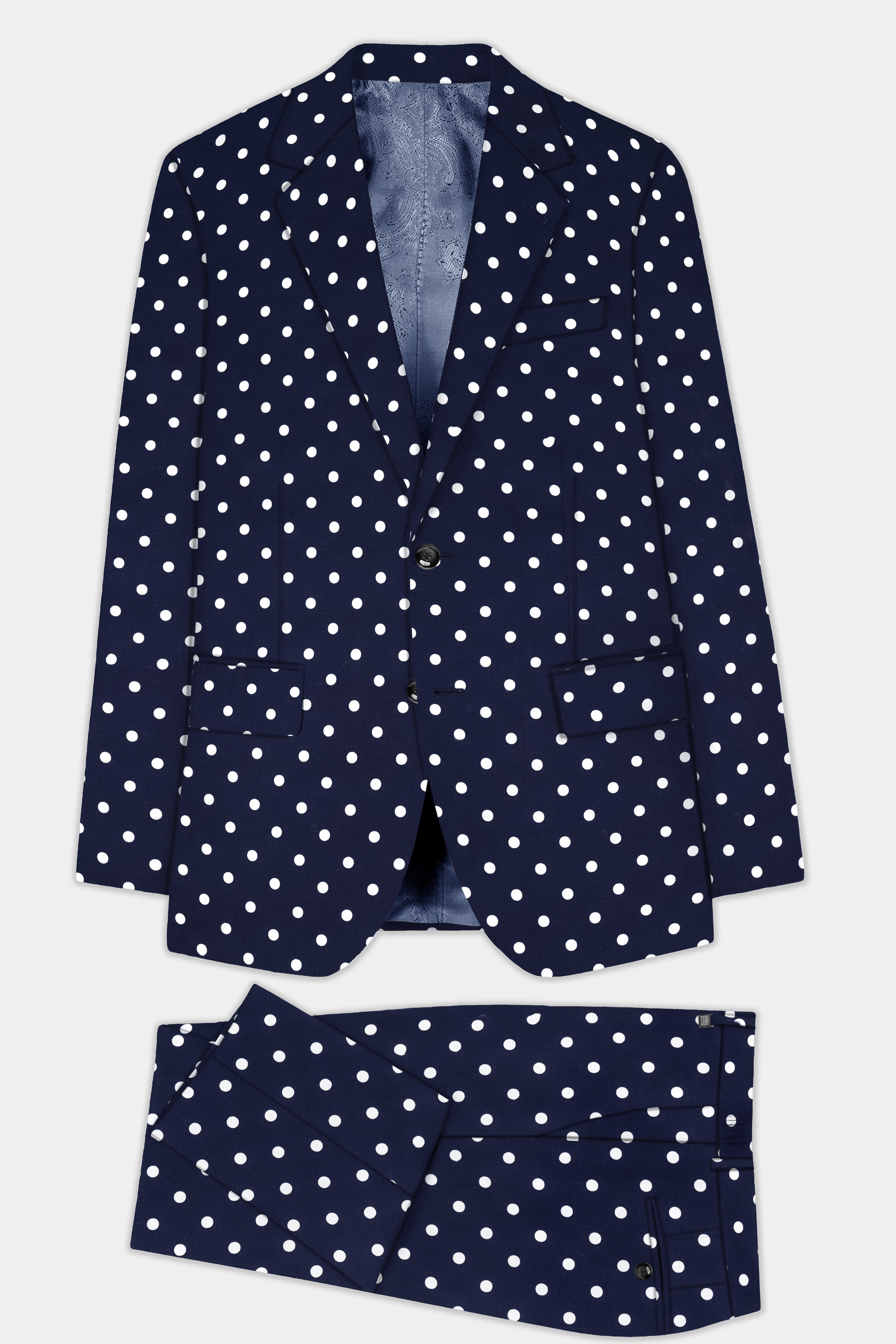 Nile Blue Polka Dotted Premium Cotton Suit