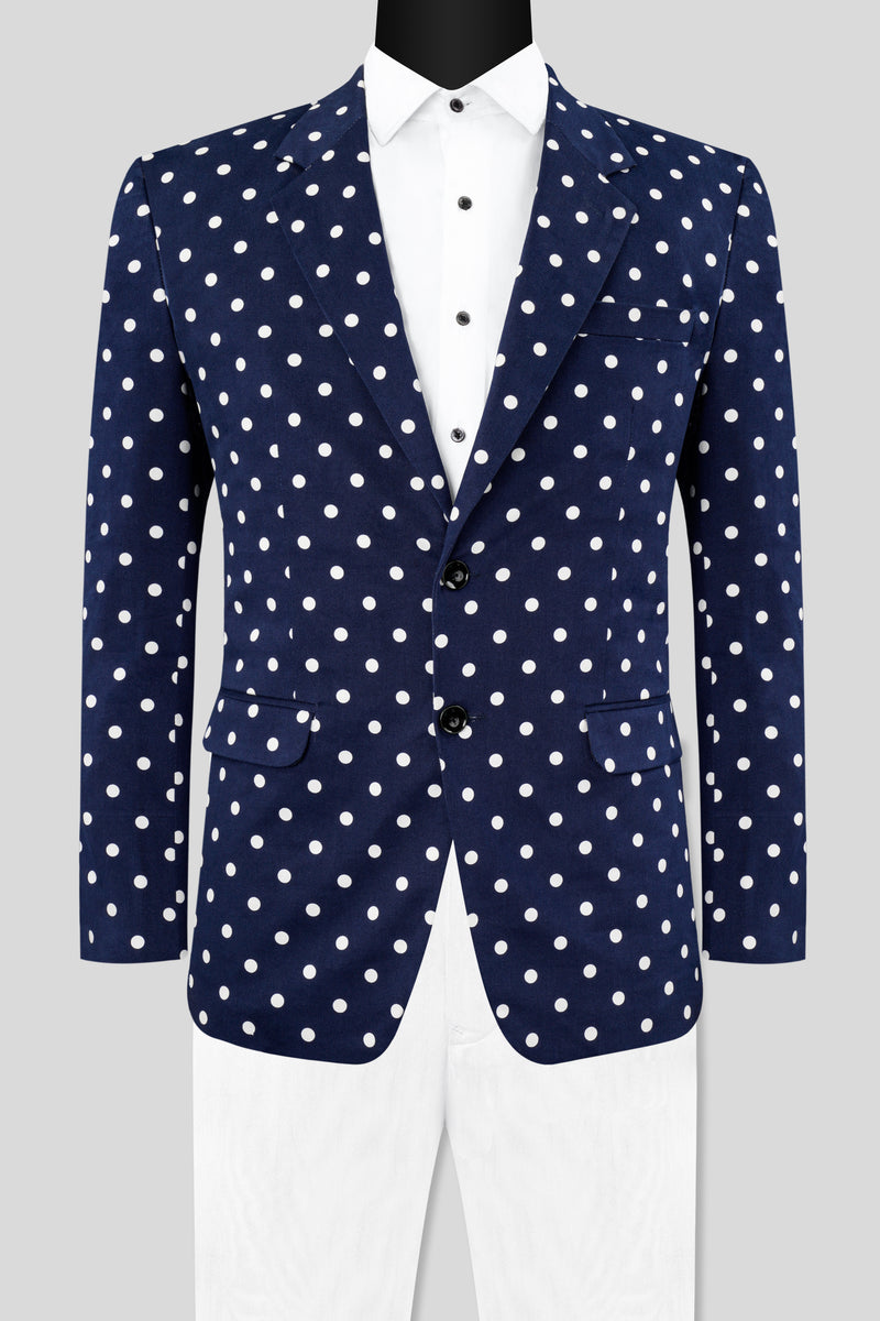 Nile Blue Polka Dotted Premium Cotton Suit