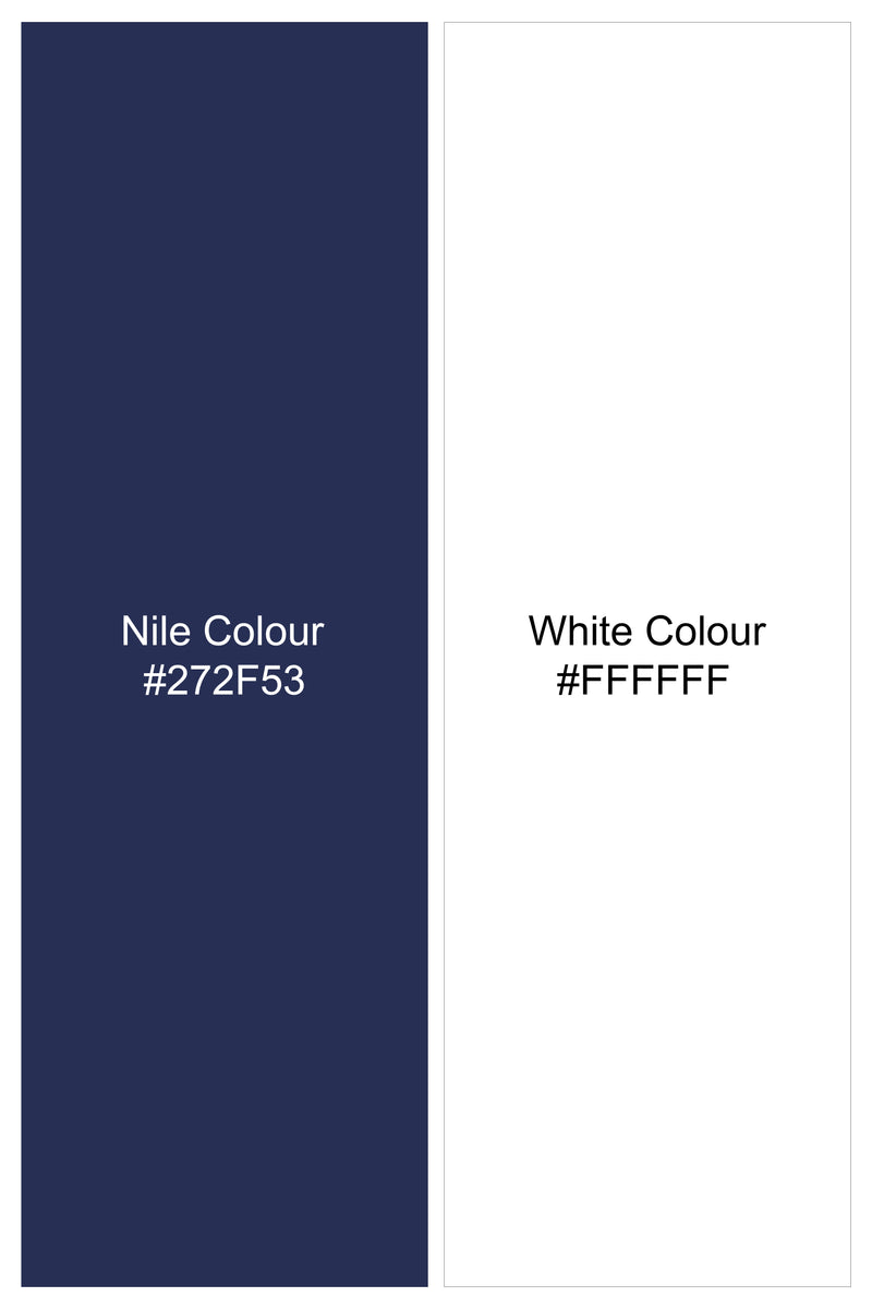 Nile Blue Polka Dotted Premium Cotton Suit