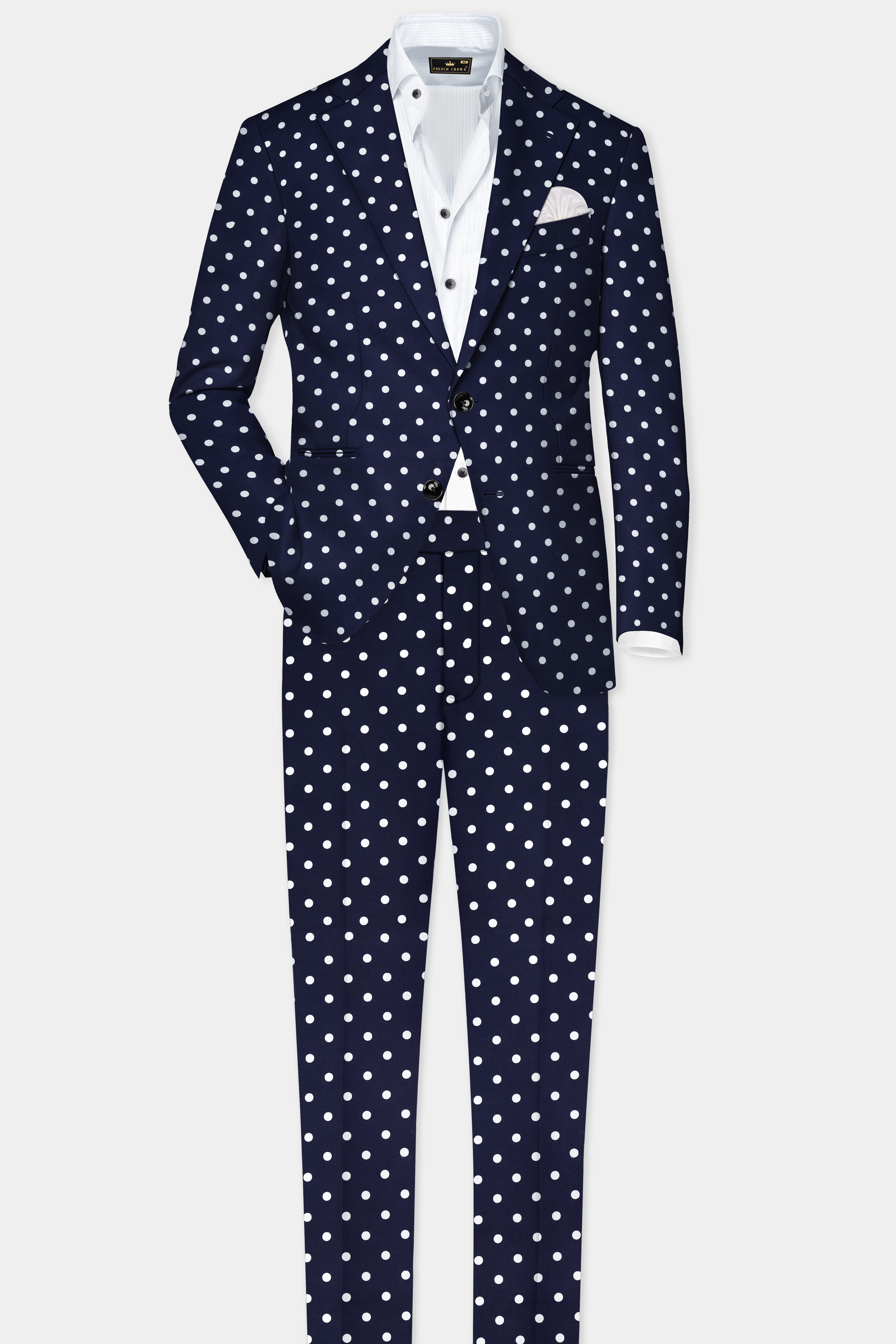 Nile Blue Polka Dotted Premium Cotton Suit