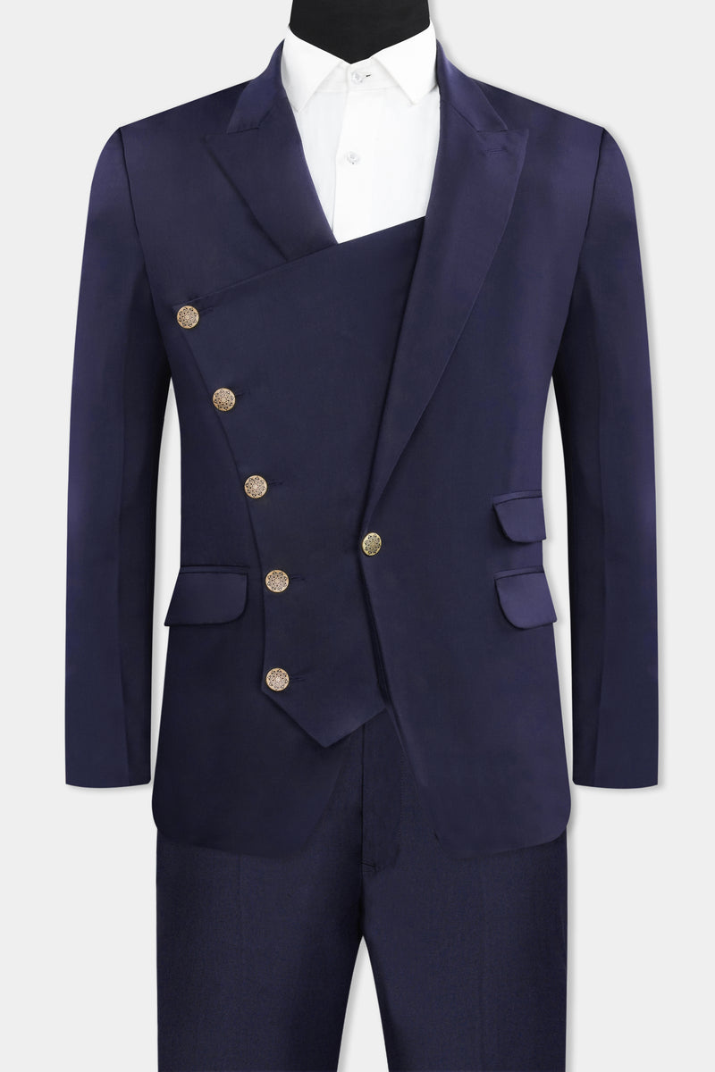 Space Cadet Blue Wool Rich Designer Suit