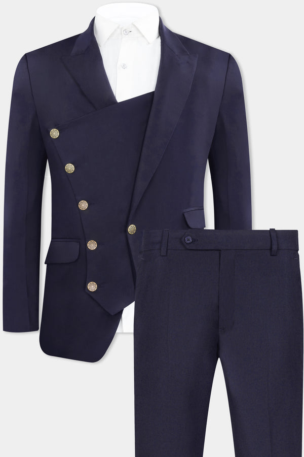 Space Cadet Blue Wool Rich Designer Suit
