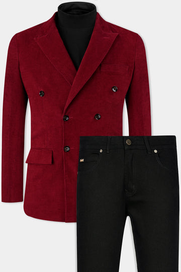 Heath Red Double Breasted Corduroy Premium Cotton Suit