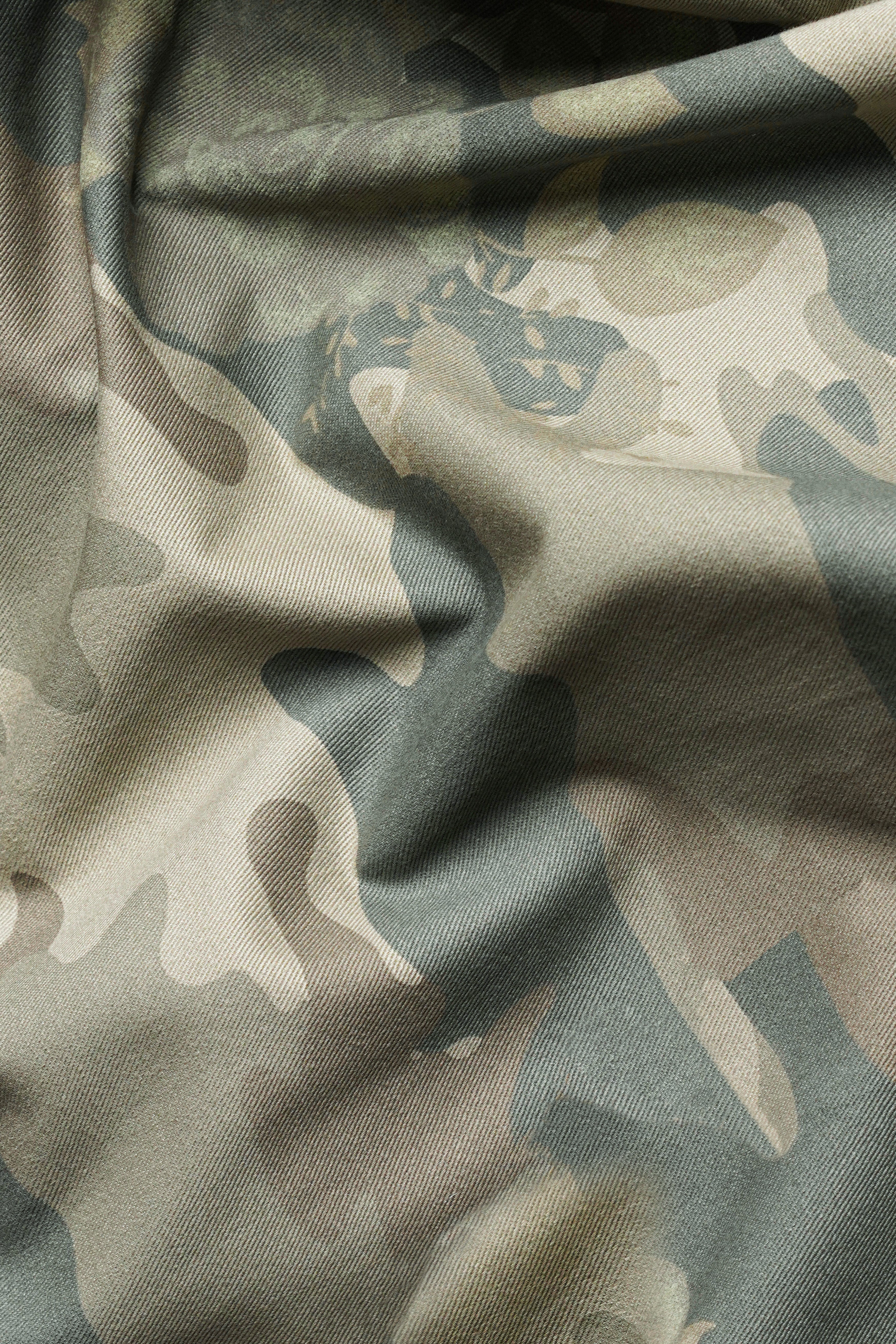 Ivory Green and Arrowtone Brown Camouflage Premium Cotton Designer Blazer With Jade Black Jeans