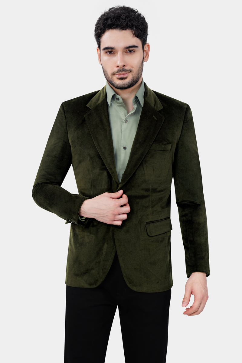 Rangoon Green Single Breasted Velvet Suit