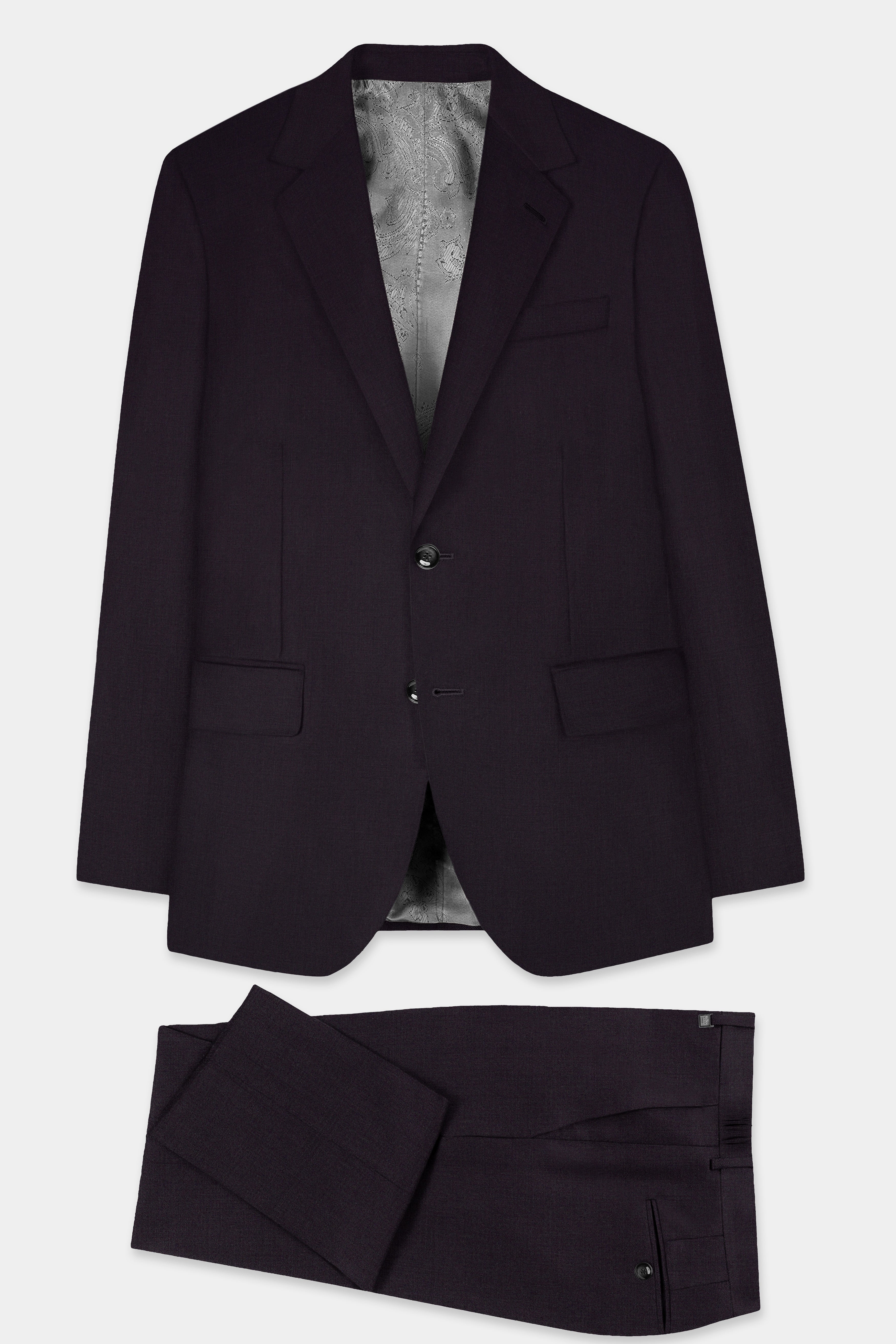 Bluish Wool Rich Single-breasted Suit