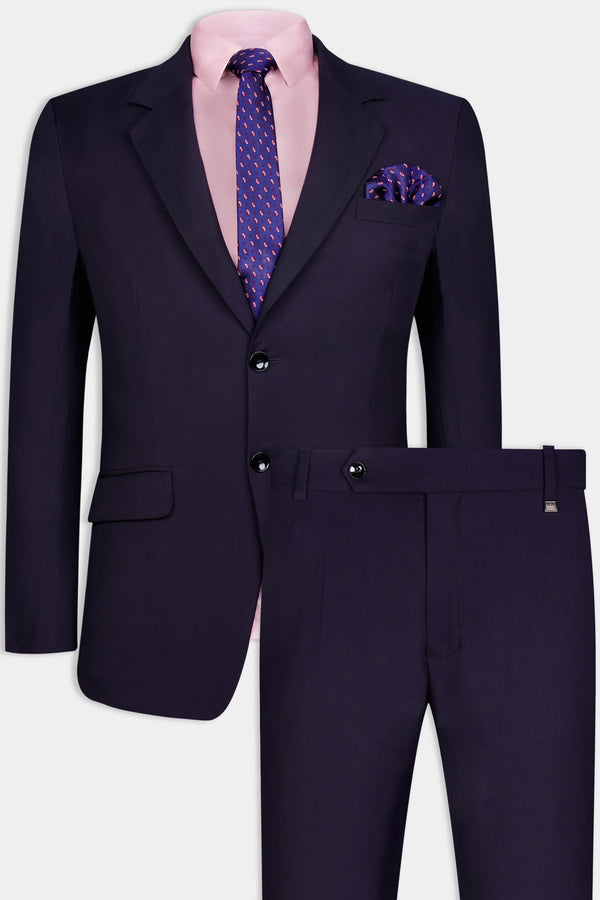 Bluish Wool Rich Single-breasted Suit