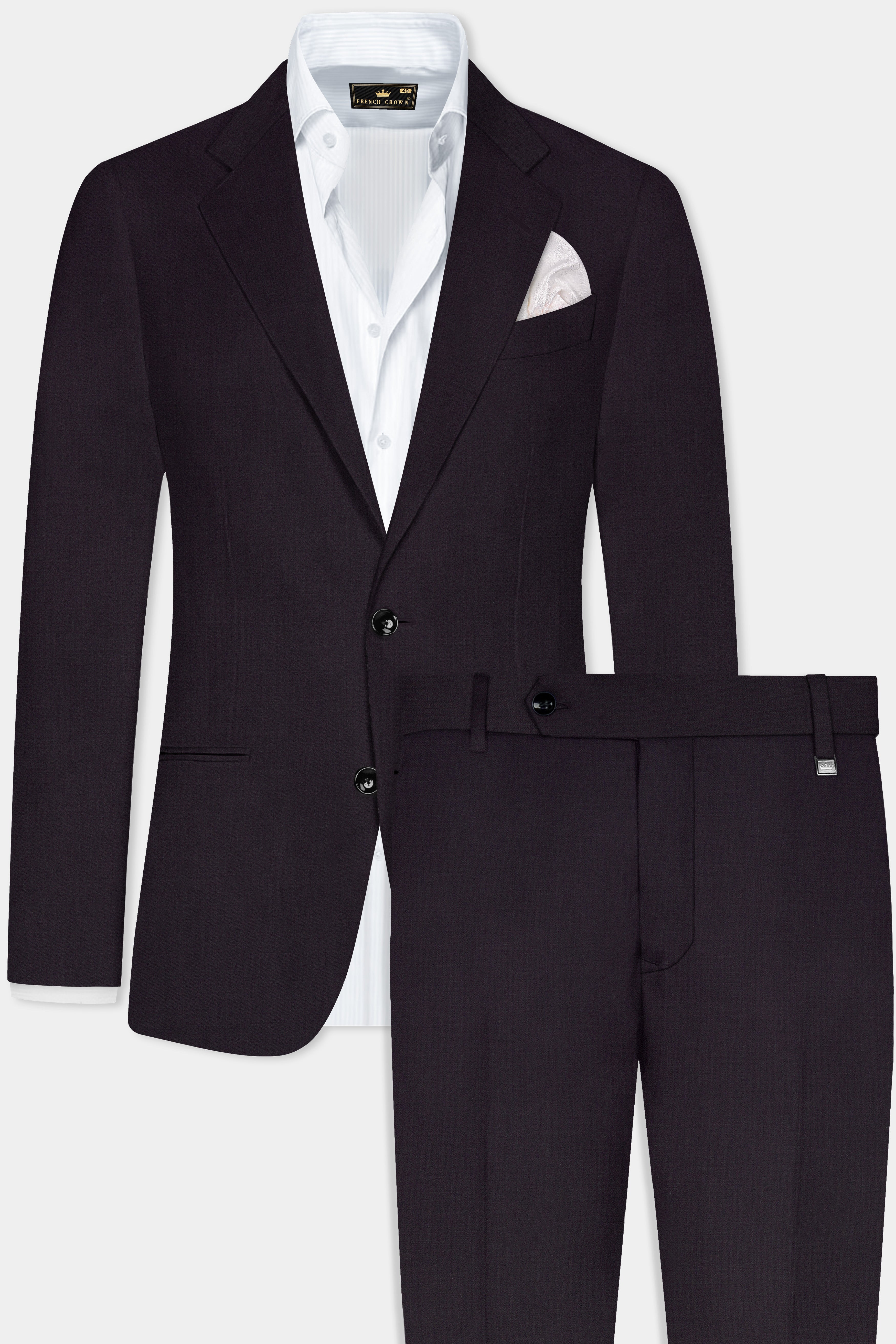 Bluish Wool Rich Single-breasted Suit