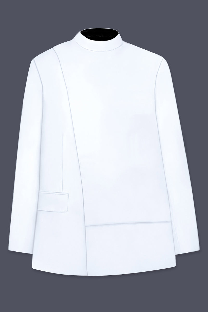 Dove White Wool Rich Bandhgala Designer Suit