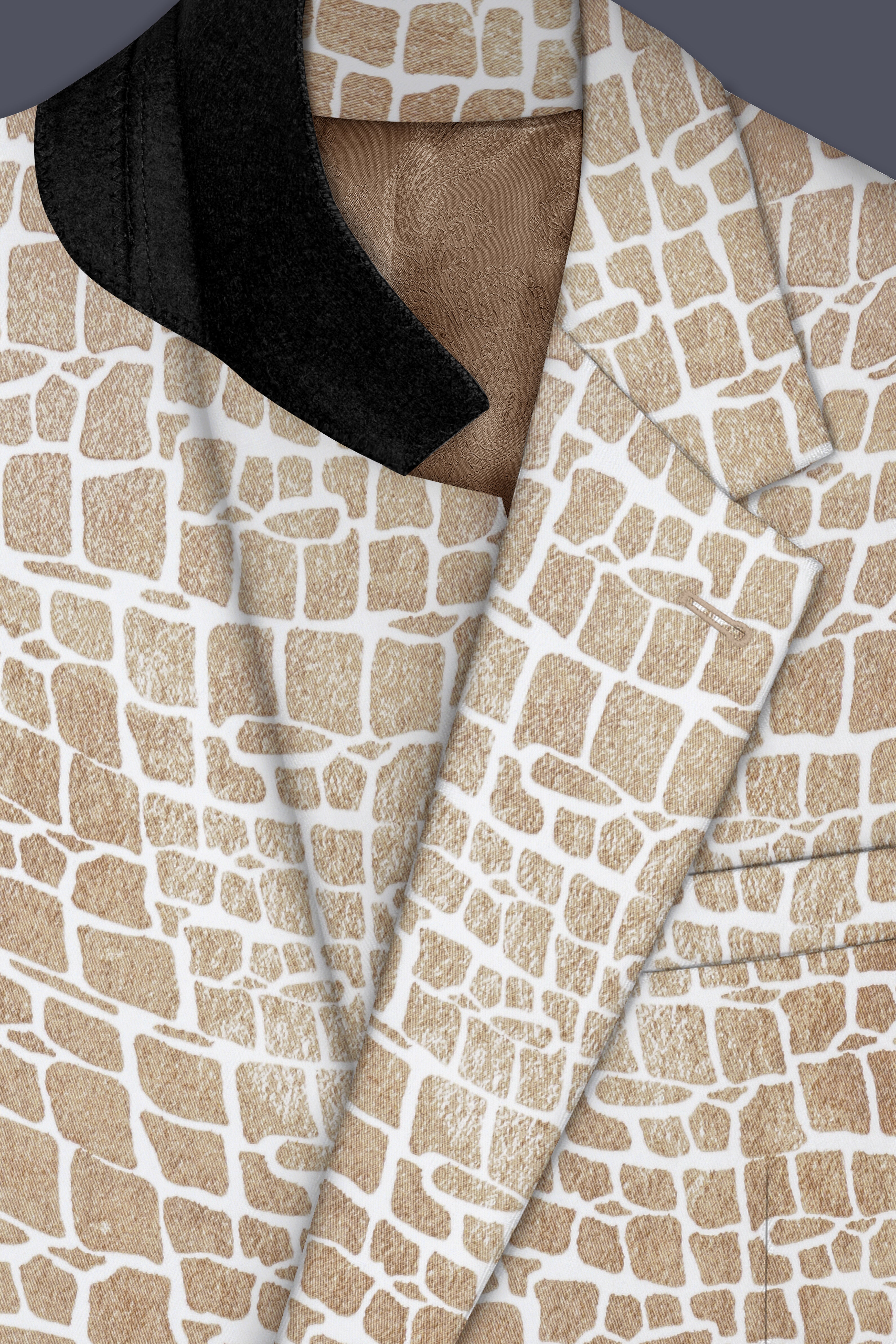 Bright White and Cocoa Brown Printed Premium Cotton Suit