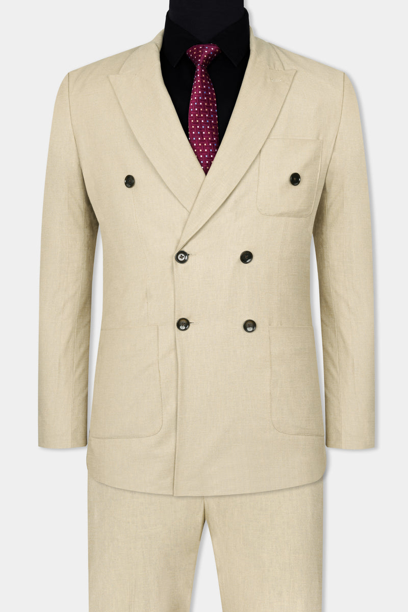 Cashmere Beige Premium Cotton Double Breasted Sports Suit