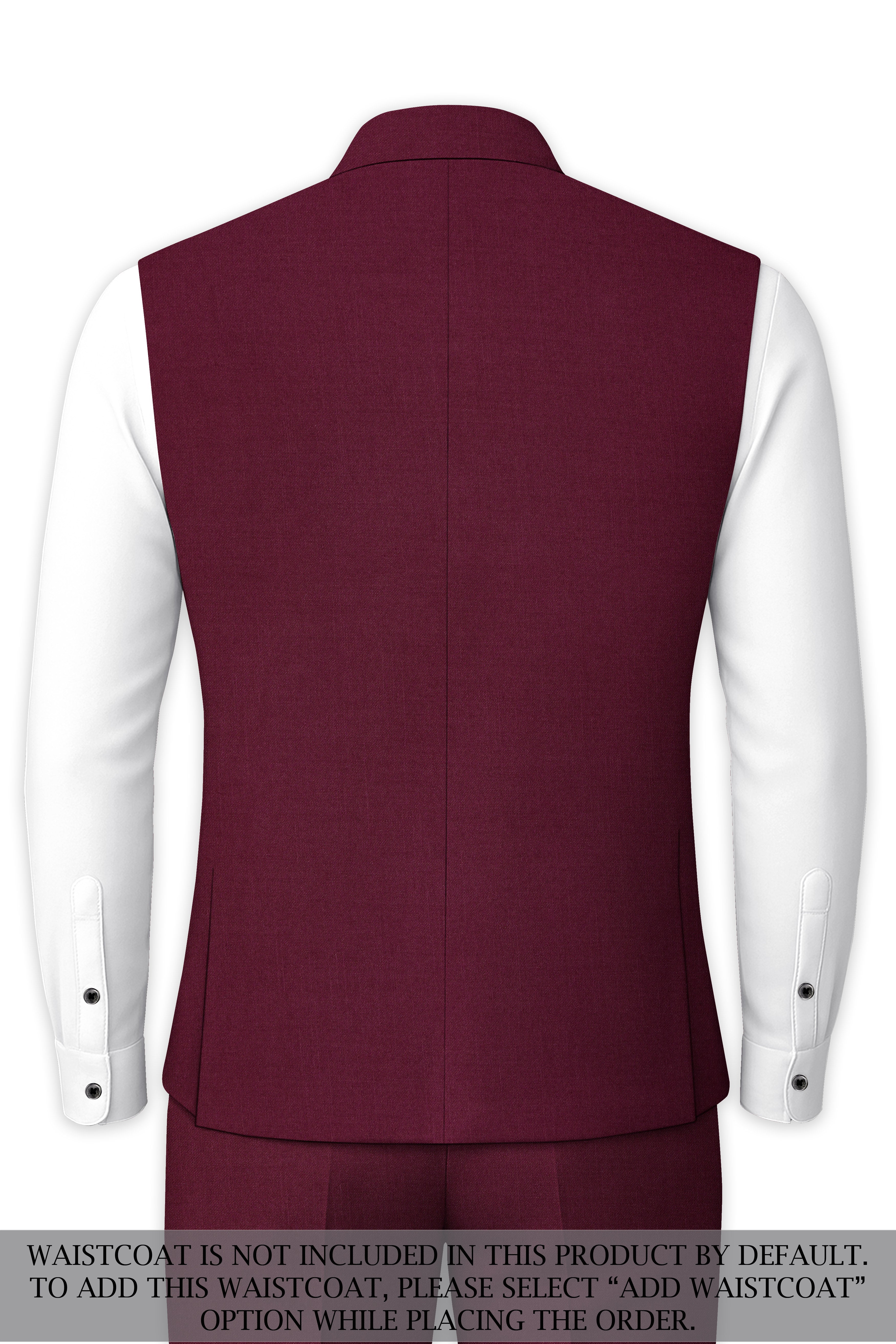 Bordeaux Maroon Cross Placket Wool Rich Bandhgala Suit