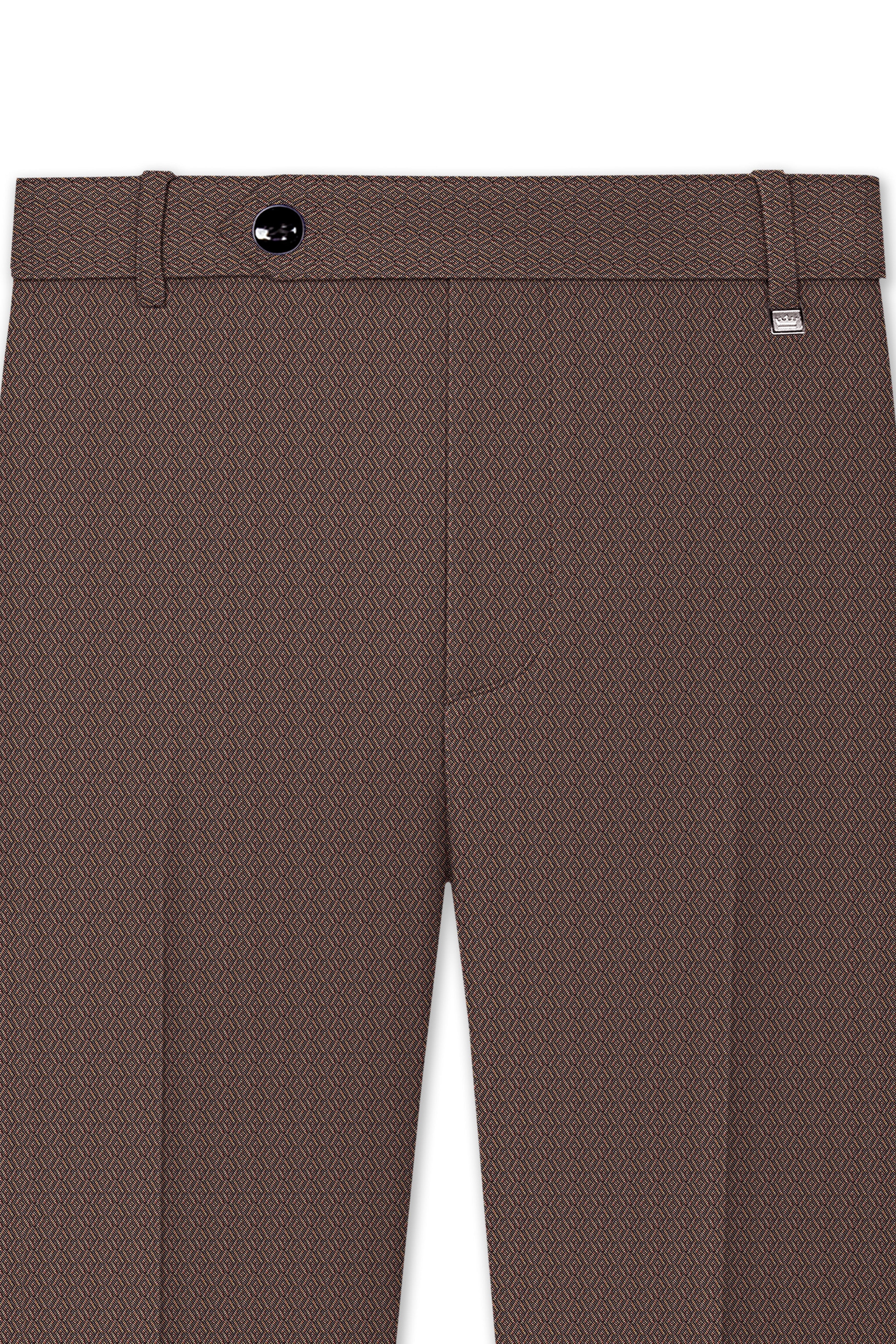 Hemp Brown Cross Placket Wool Rich Bandhgala Suit