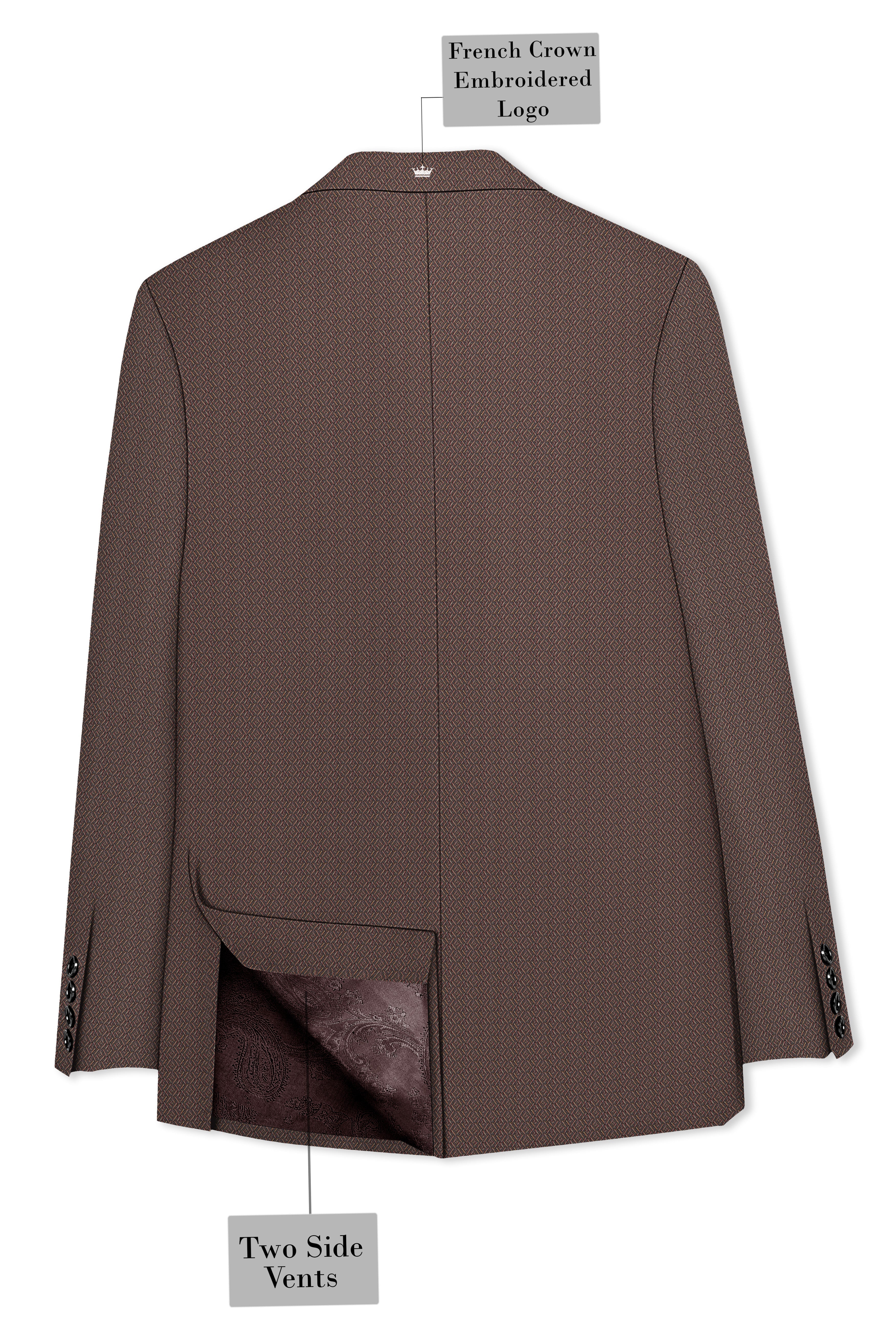 Hemp Brown Cross Placket Wool Rich Bandhgala Suit