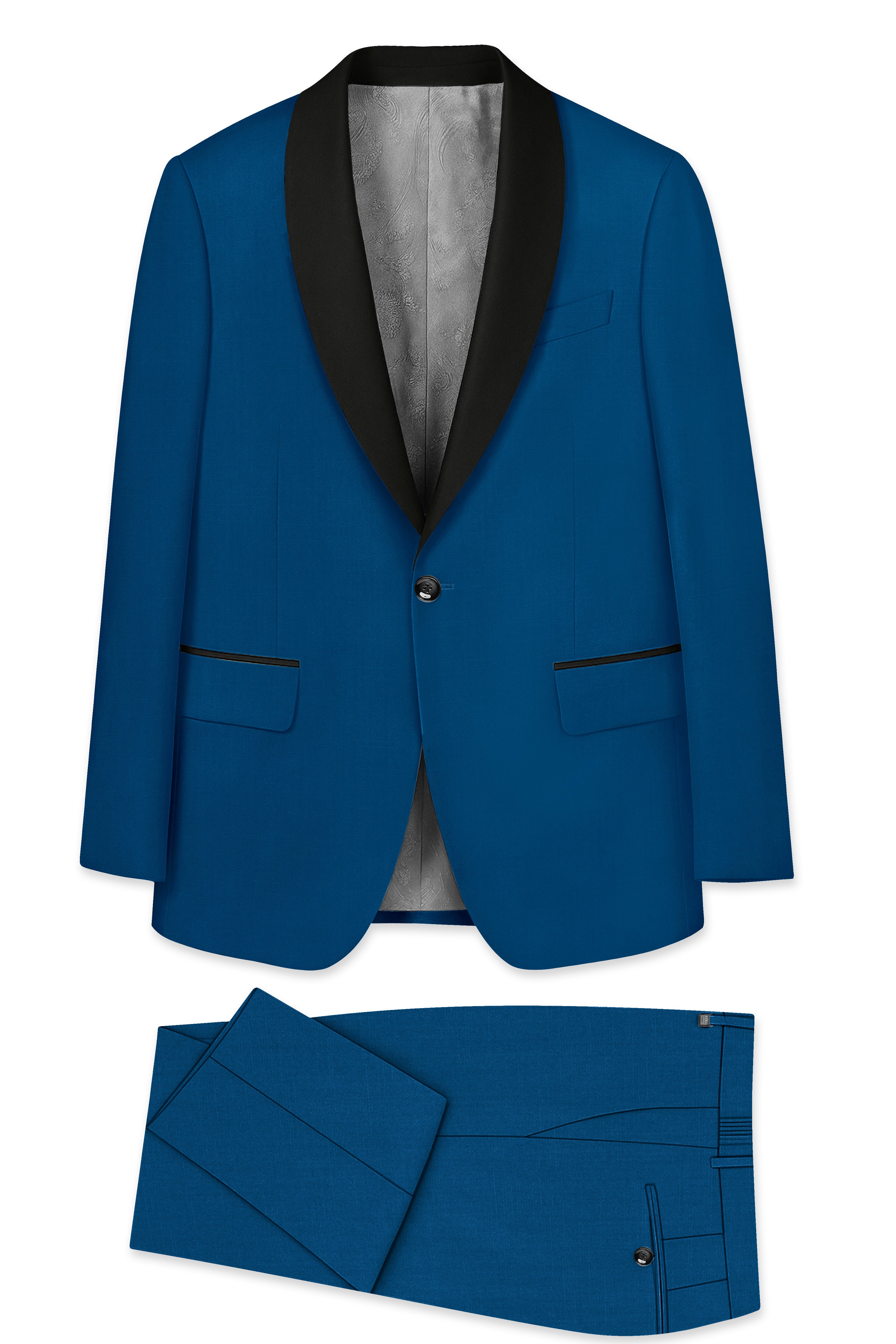 Calypso Blue Wool Rich Tuxedo Suit