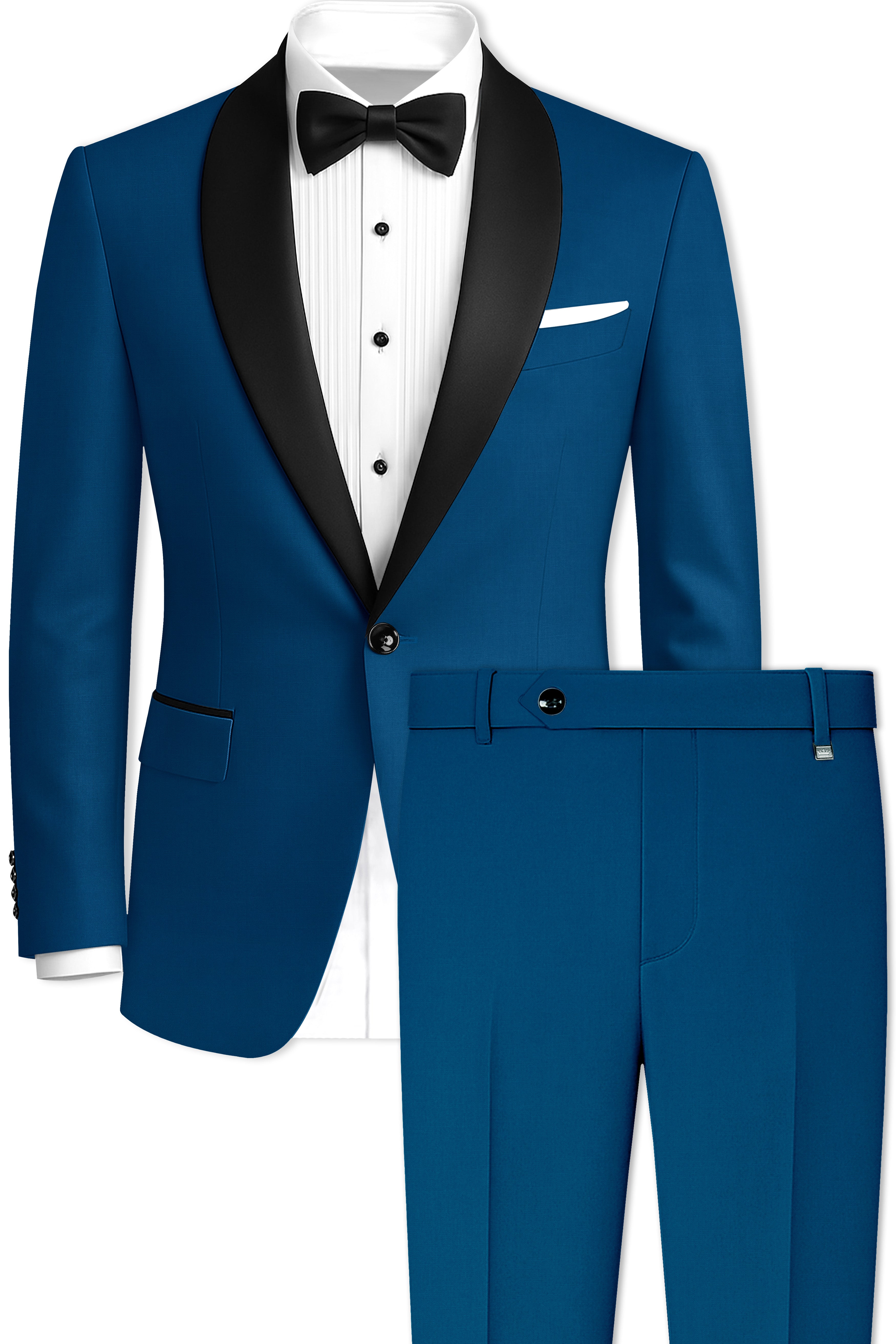 Calypso Blue Wool Rich Tuxedo Suit