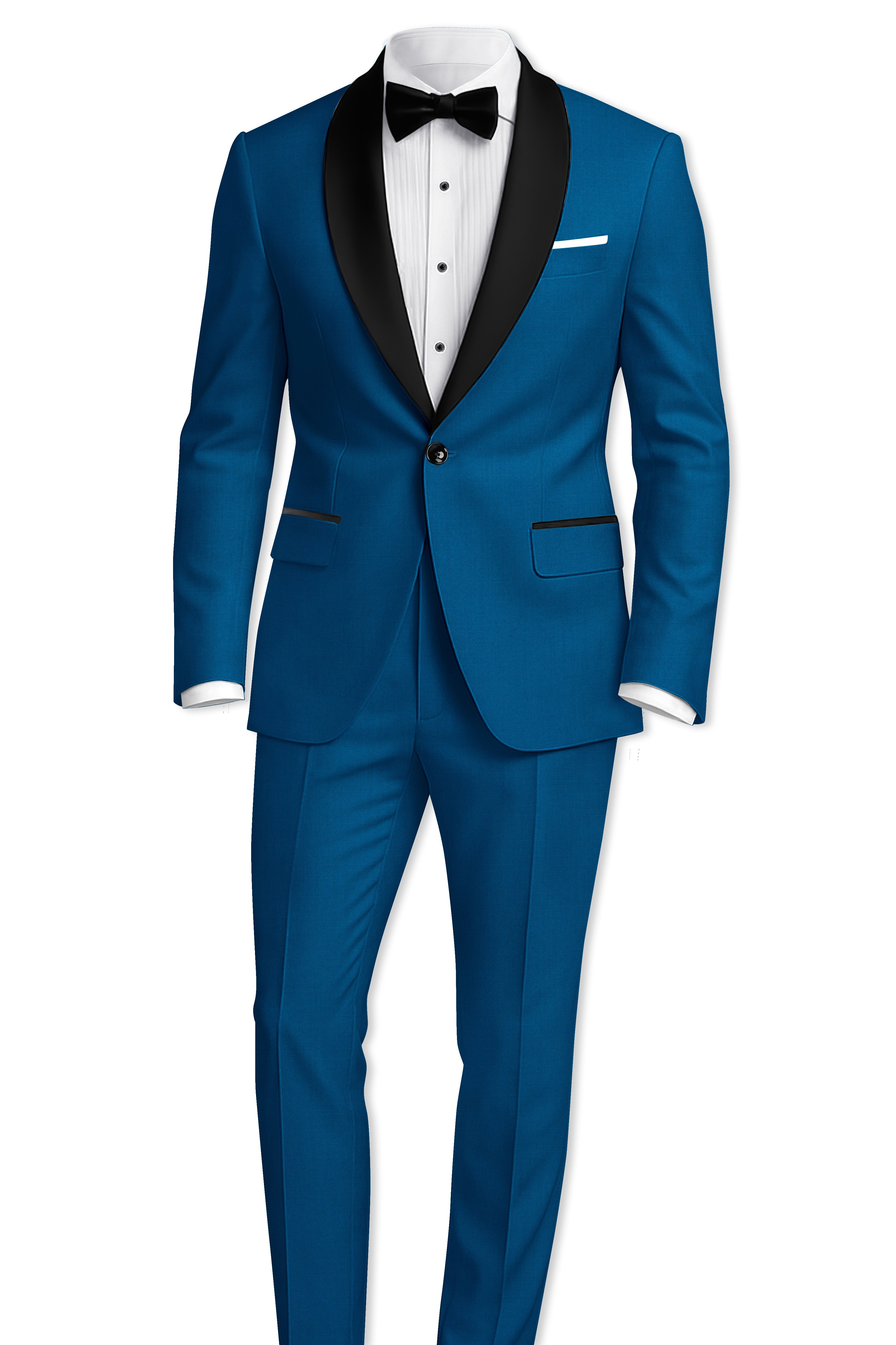 Calypso Blue Wool Rich Tuxedo Suit