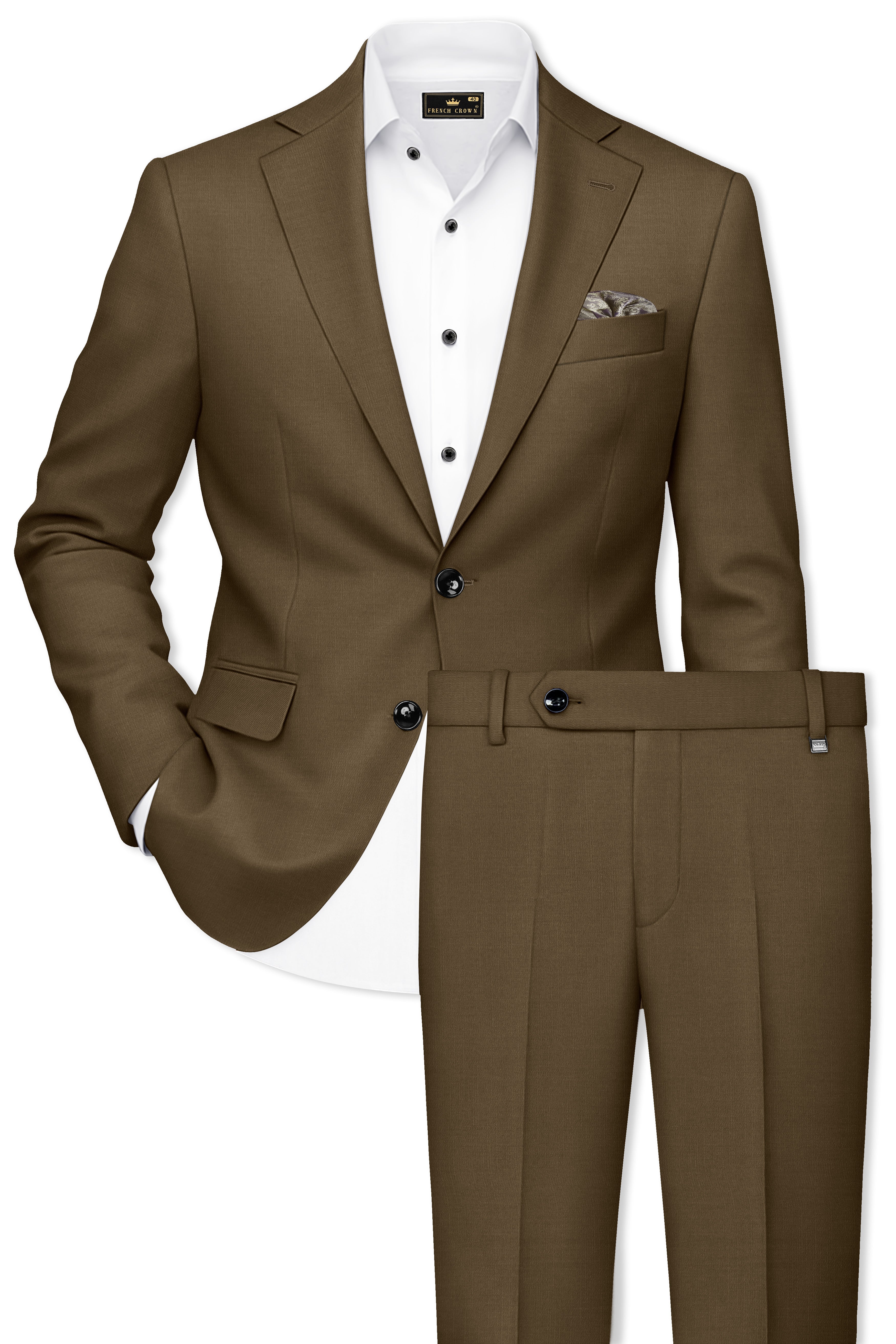 Tortilla Brown Wool Rich Single Breasted Suit