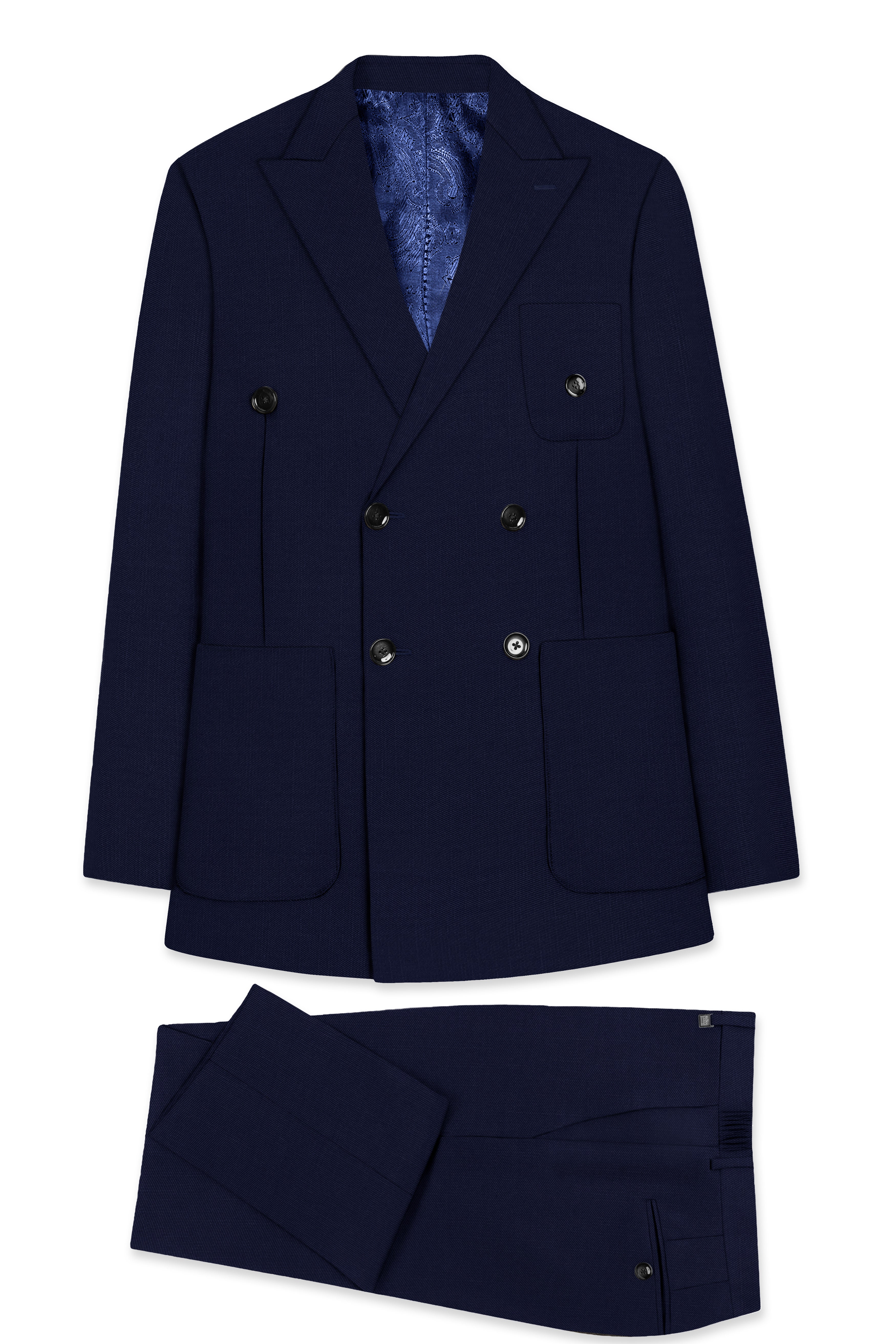 Cloud Burst Blue Wool Rich Double Breasted Sports Suit