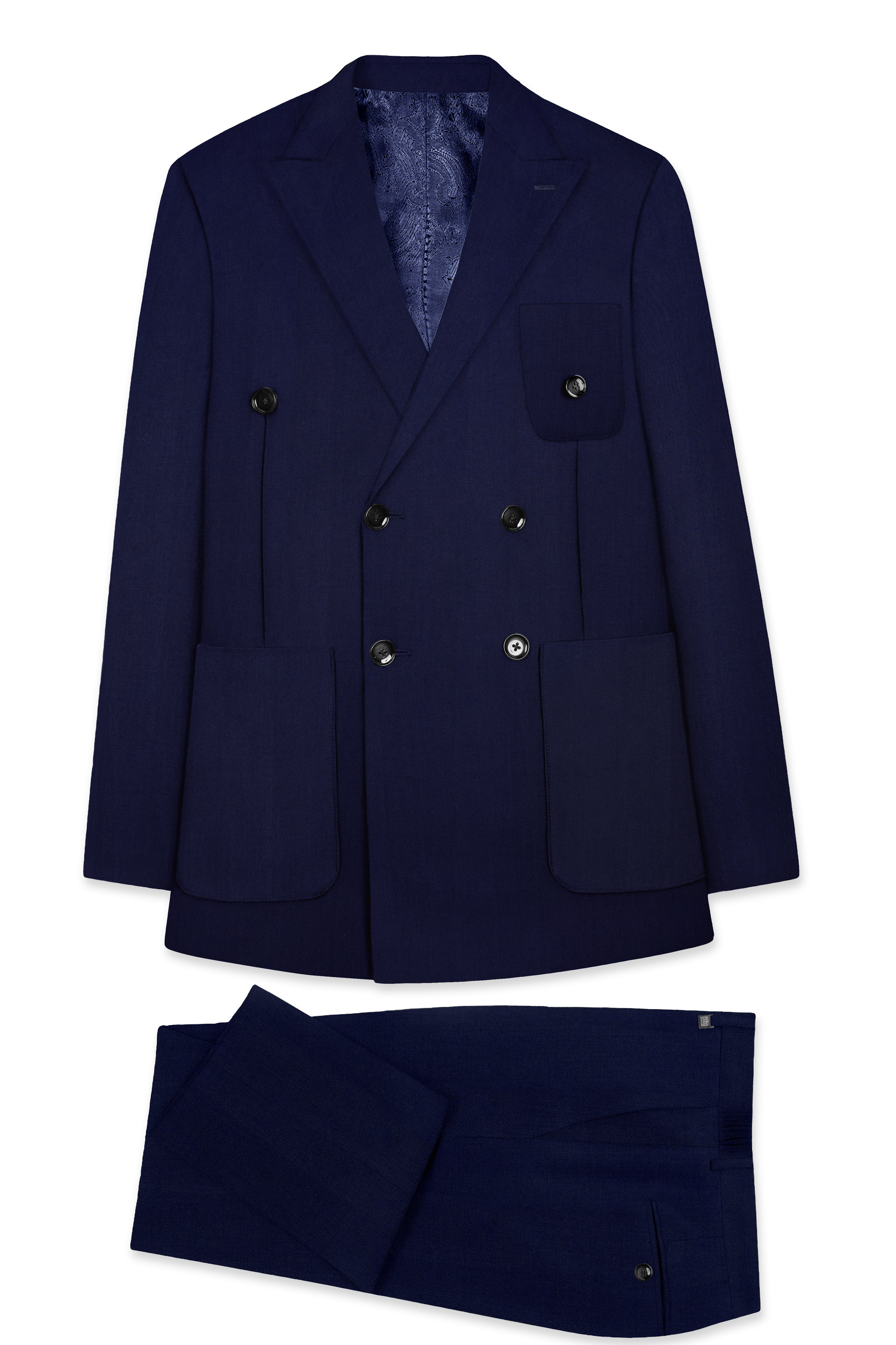 Cinder Blue Wool Rich Double Breasted Sports Suit