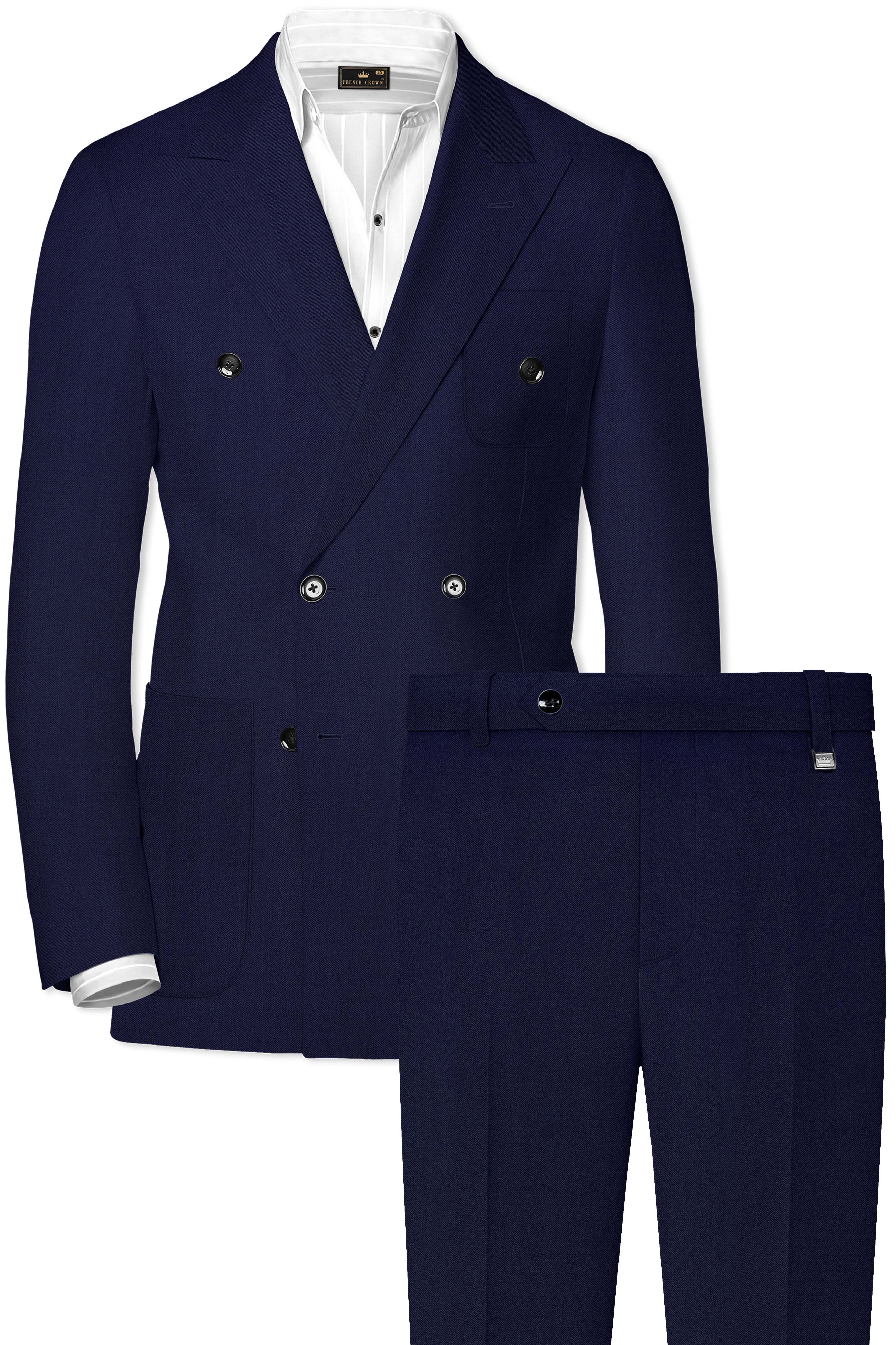 Cinder Blue Wool Rich Double Breasted Sports Suit