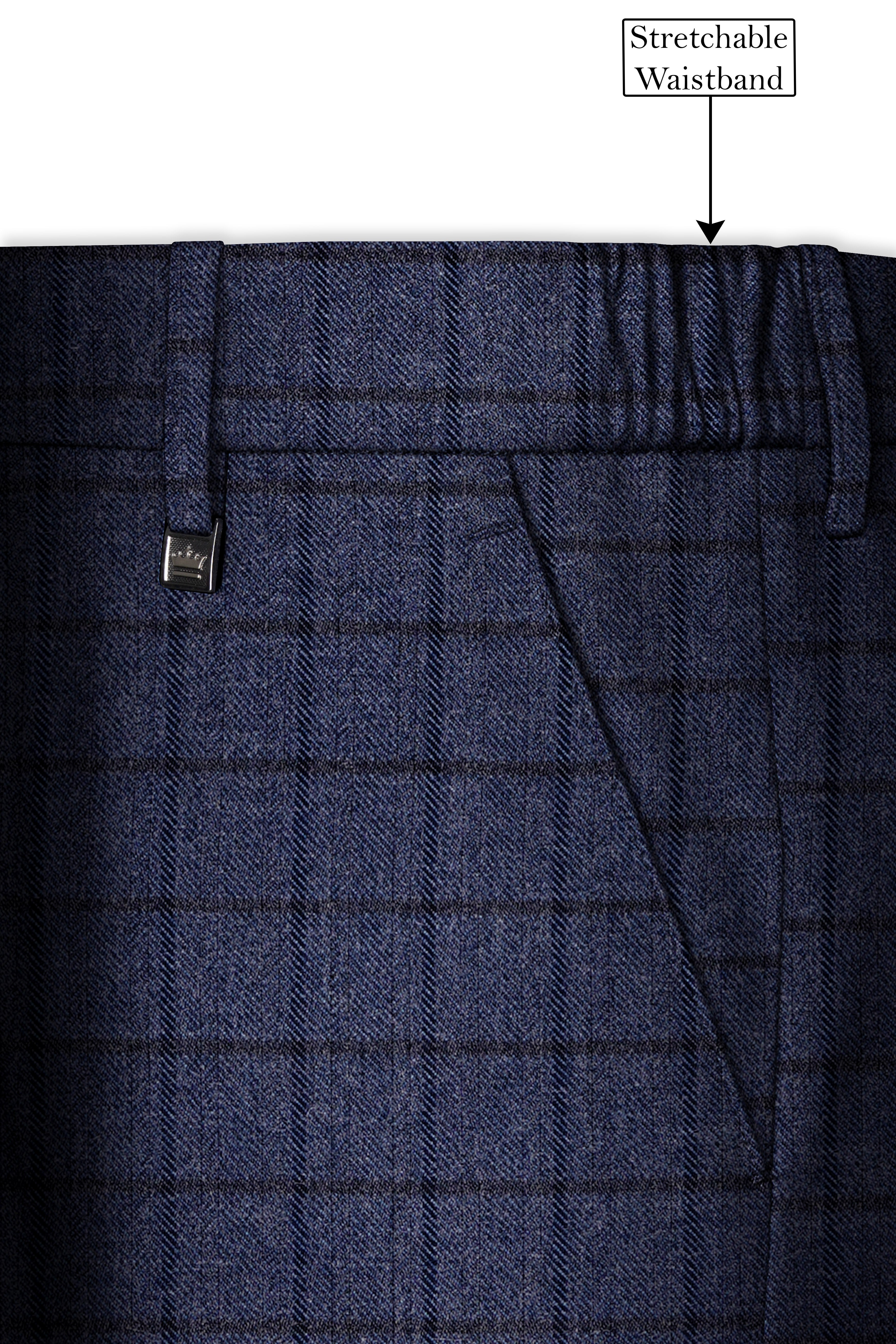 Ebony Clay Blue Windowpane Tweed Double Breasted Suit