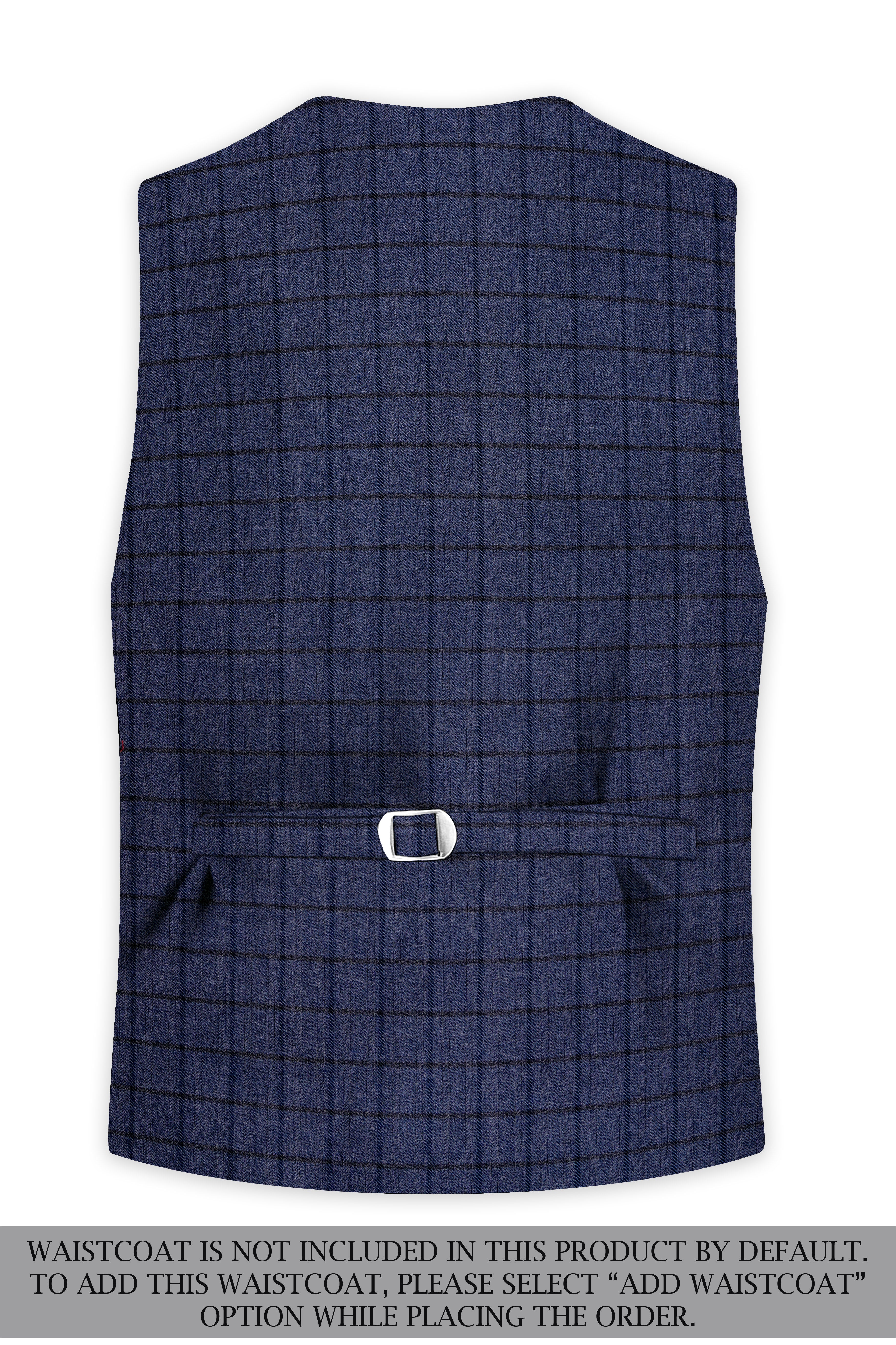 Ebony Clay Blue Windowpane Tweed Double Breasted Suit