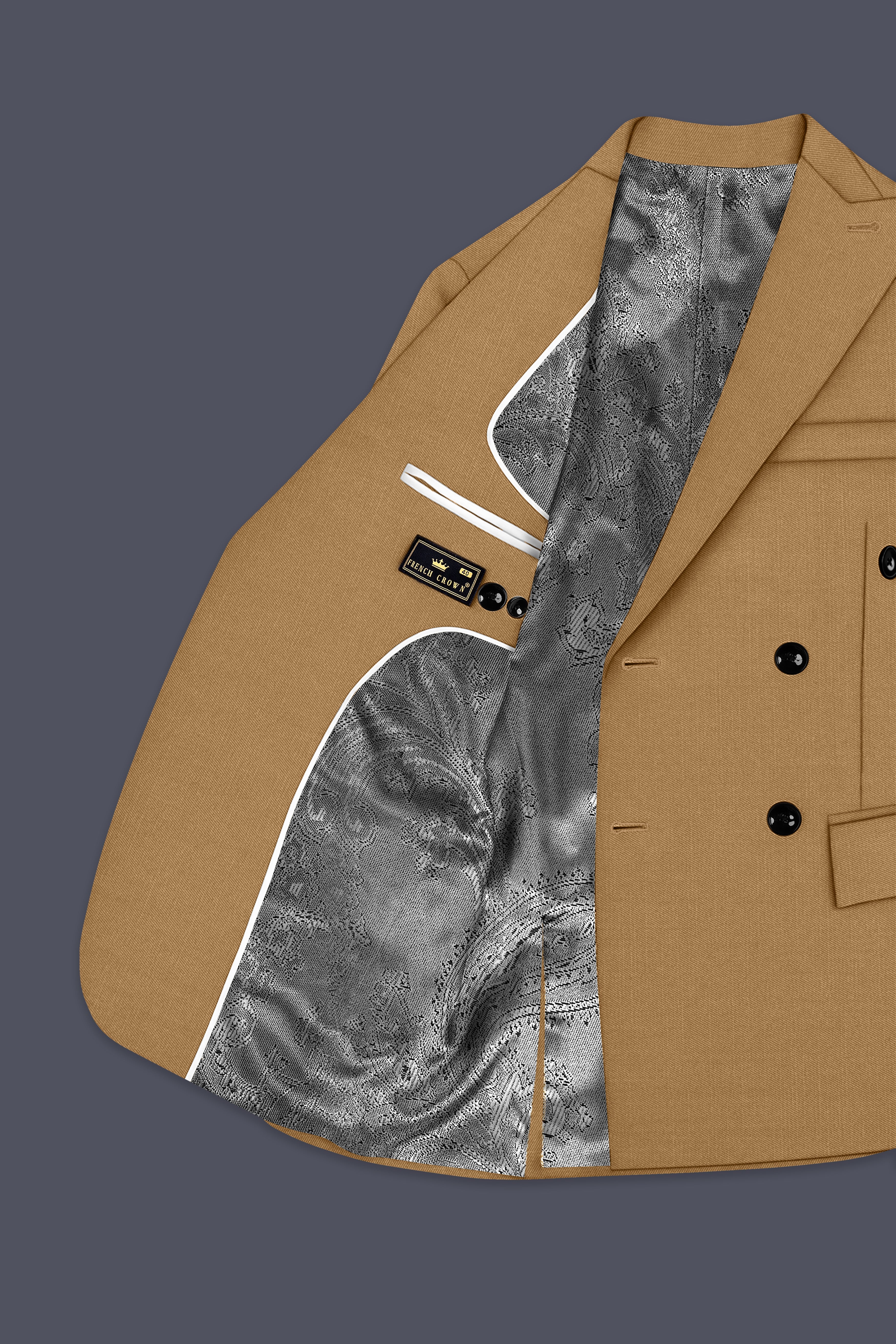 Twine Beige Wool Rich Double Breasted Suit