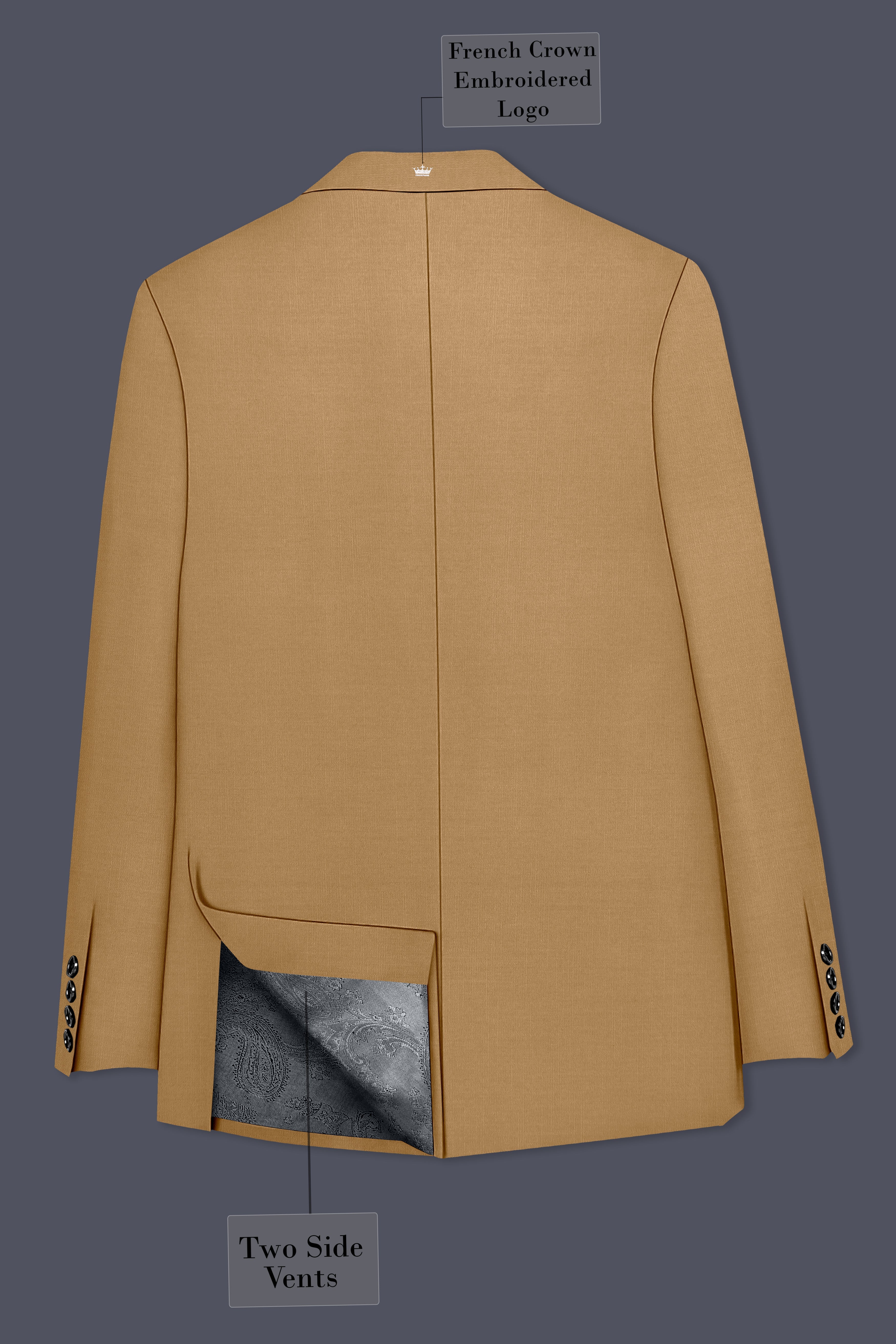 Twine Beige Wool Rich Double Breasted Suit