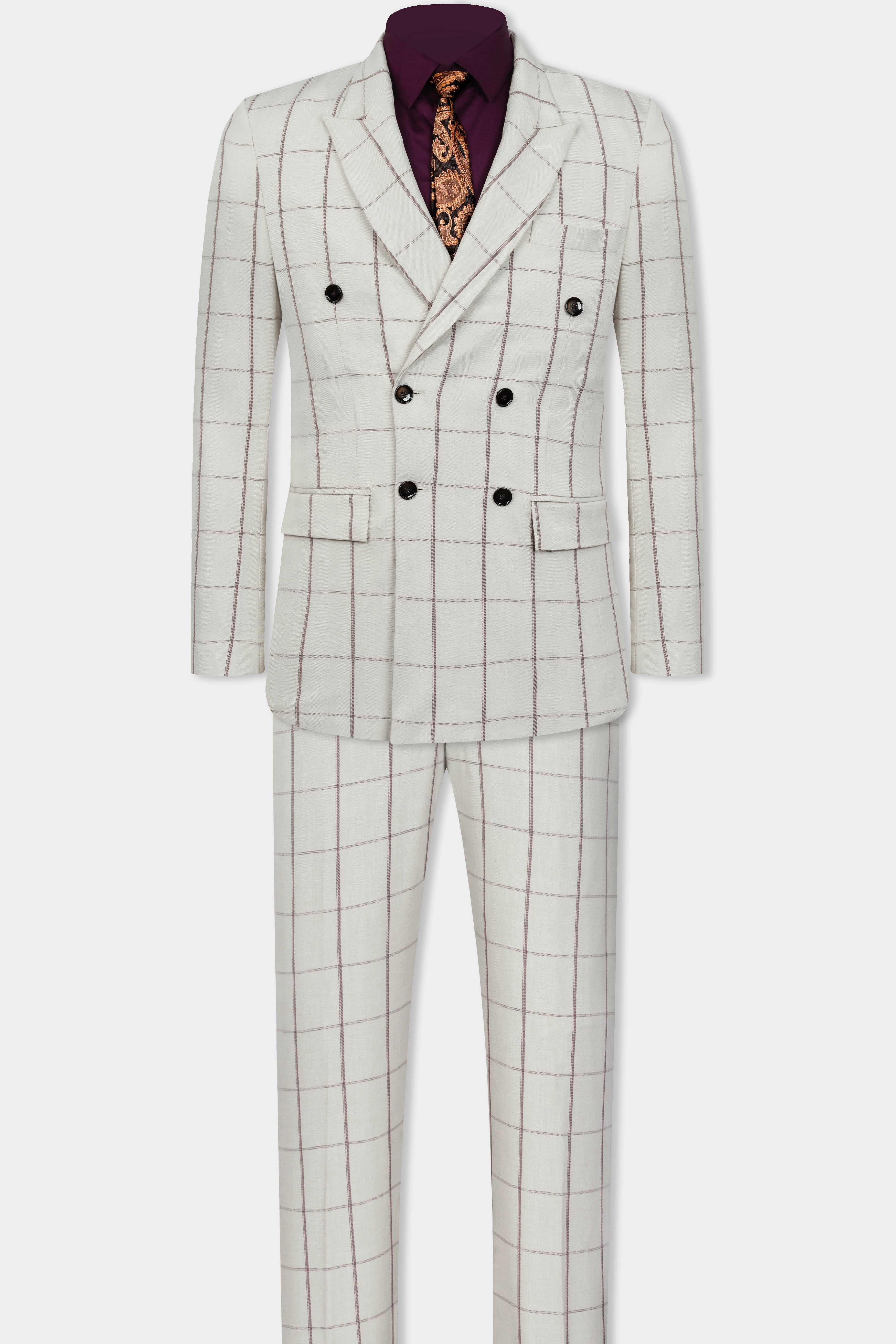 Windowpane double hot sale breasted suit