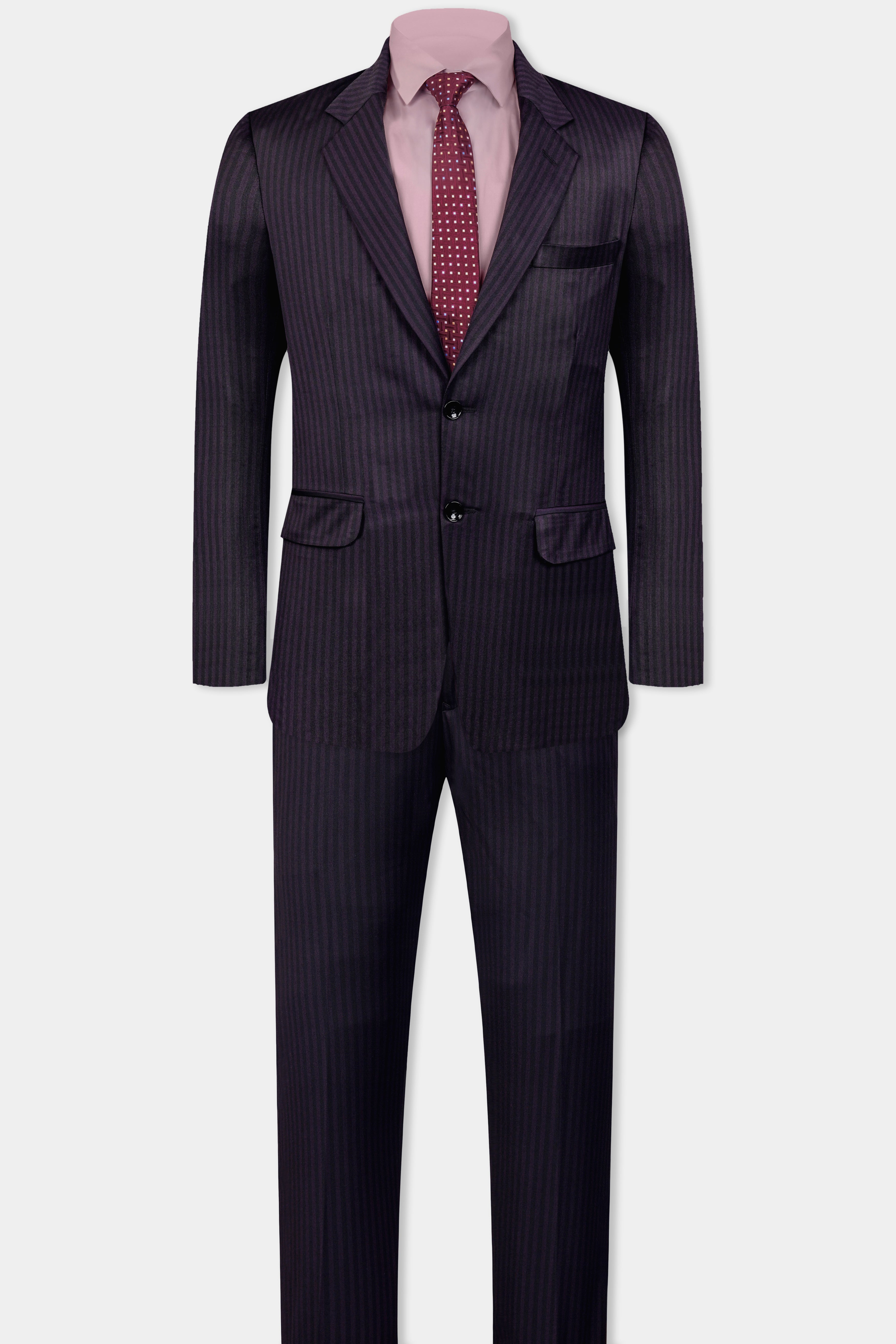 Imperial Purple and Black Striped Wool Rich Suit ST3119-SB-36, ST3119-SB-38, ST3119-SB-40, ST3119-SB-42, ST3119-SB-44, ST3119-SB-46, ST3119-SB-48, ST3119-SB-50, ST3119-SB-52, ST3119-SB-54, ST3119-SB-56, ST3119-SB-58, ST3119-SB-60